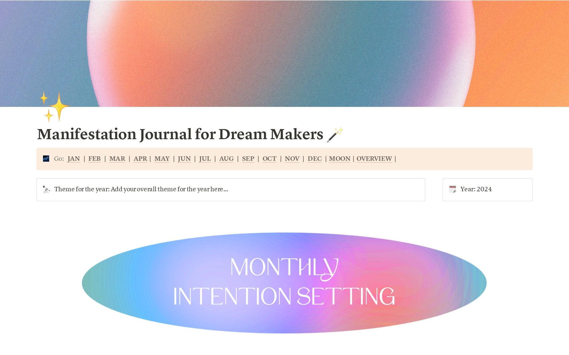 En forhåndsvisning av mal for Manifestation Journal for Dream Makers