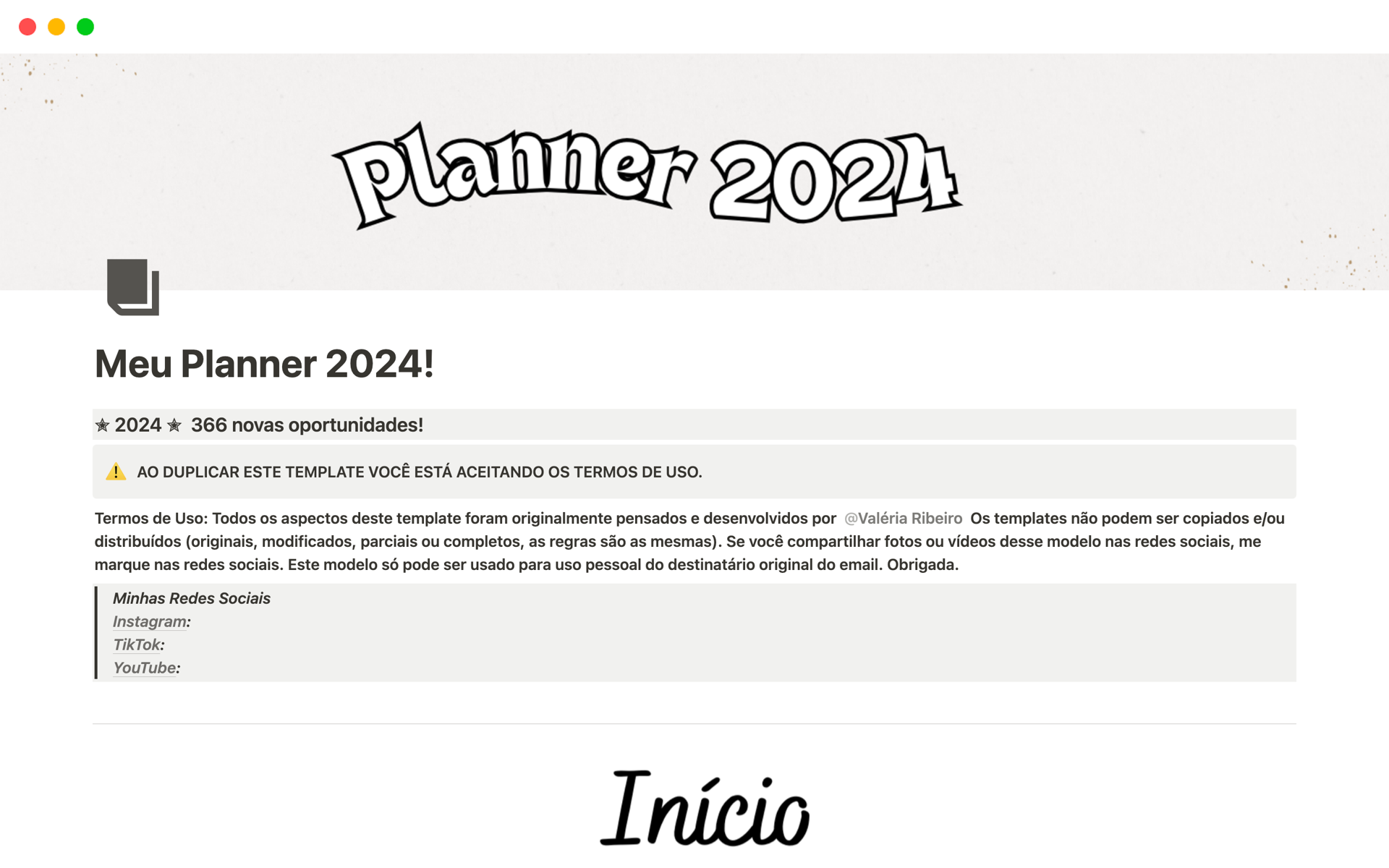 Vista previa de una plantilla para Meu Planner Digital Completo 2024!