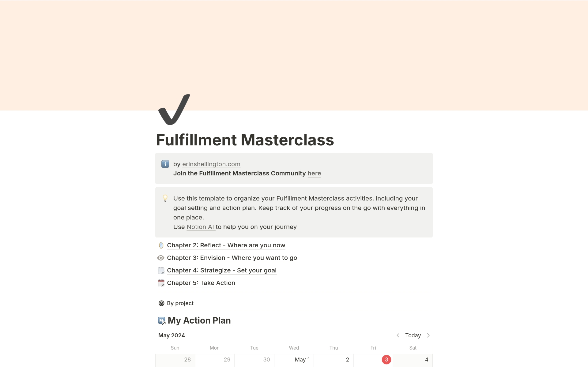 A template preview for Fulfillment Masterclass: A Vision Board, Goal Planning and Goal Tracking