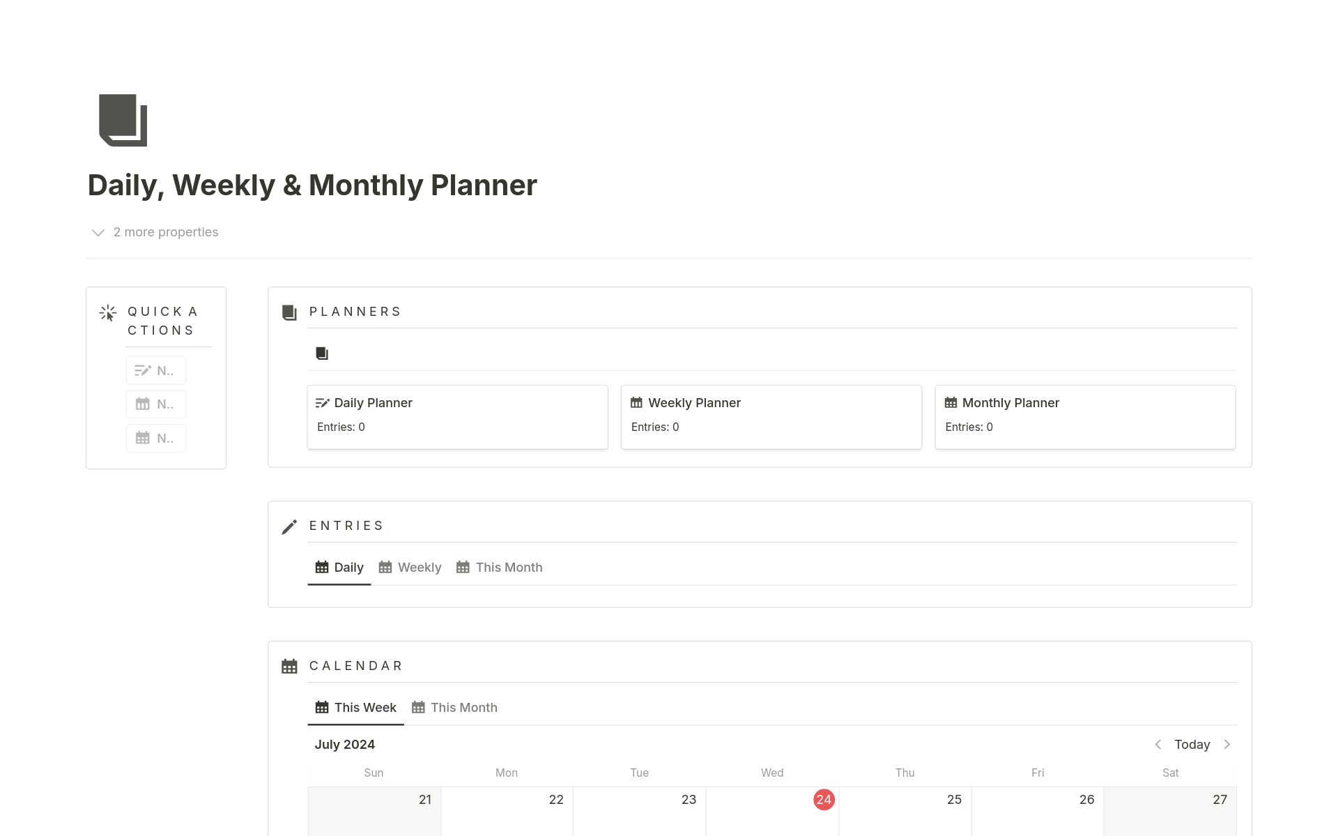 Vista previa de plantilla para Daily, Weekly & Monthly Planners