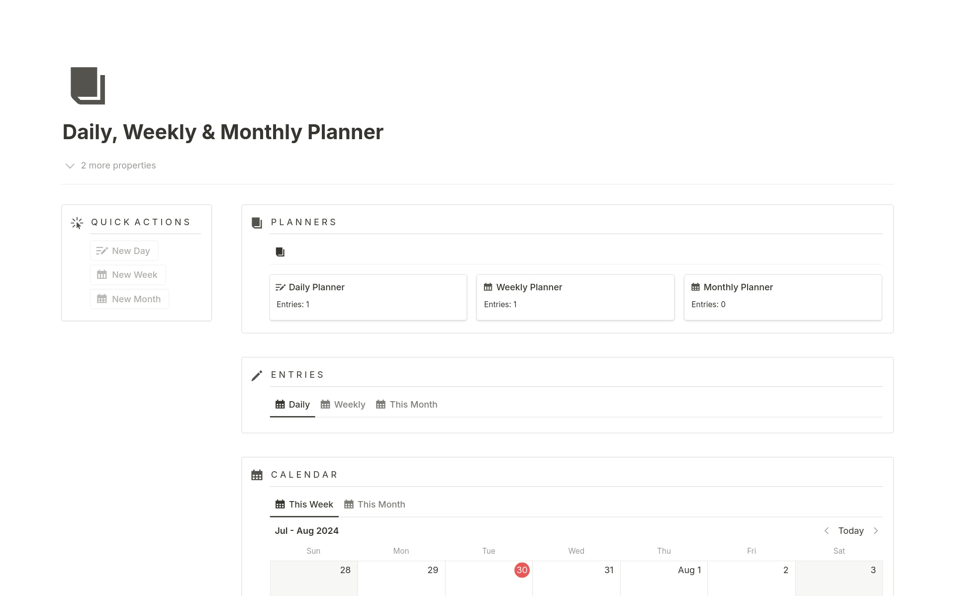 A template preview for Daily, Weekly & Monthly Planners