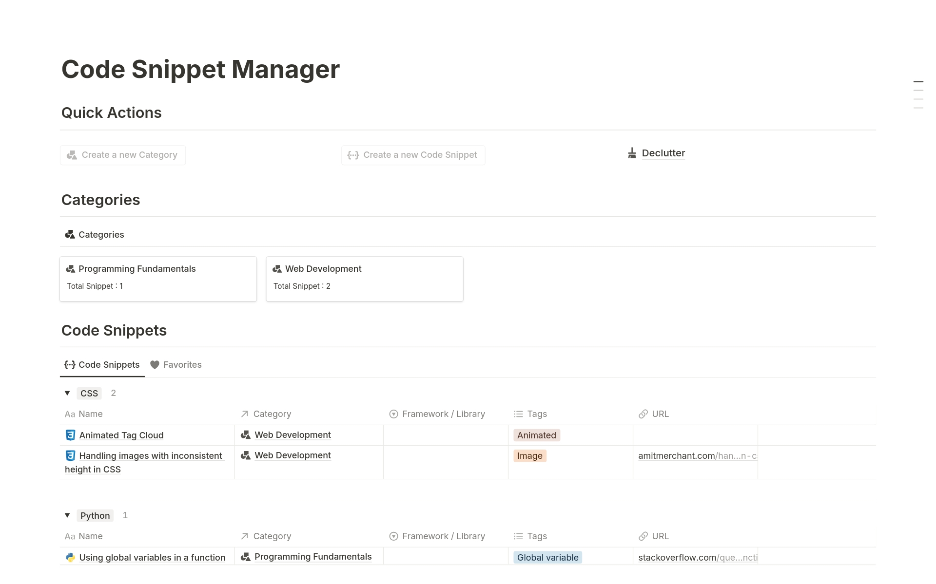 This is the Code Snippet Manager, your new command center for organizing the code snippets scattered across your coding realm.

Organize, categorize and access code examples with a few clicks - a simple solution that brings order to your creative chaos.