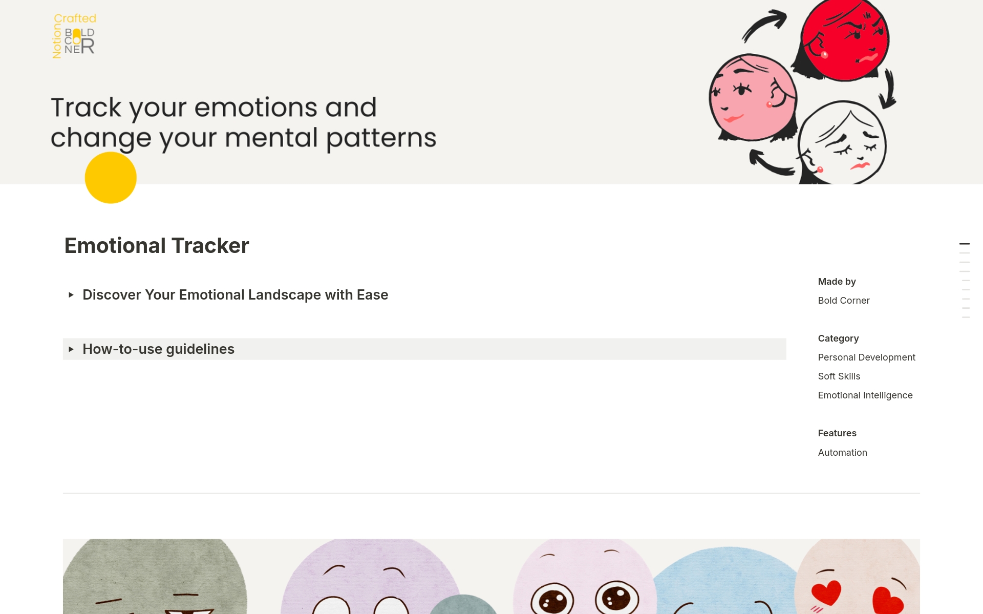 A template preview for Emotional Tracker