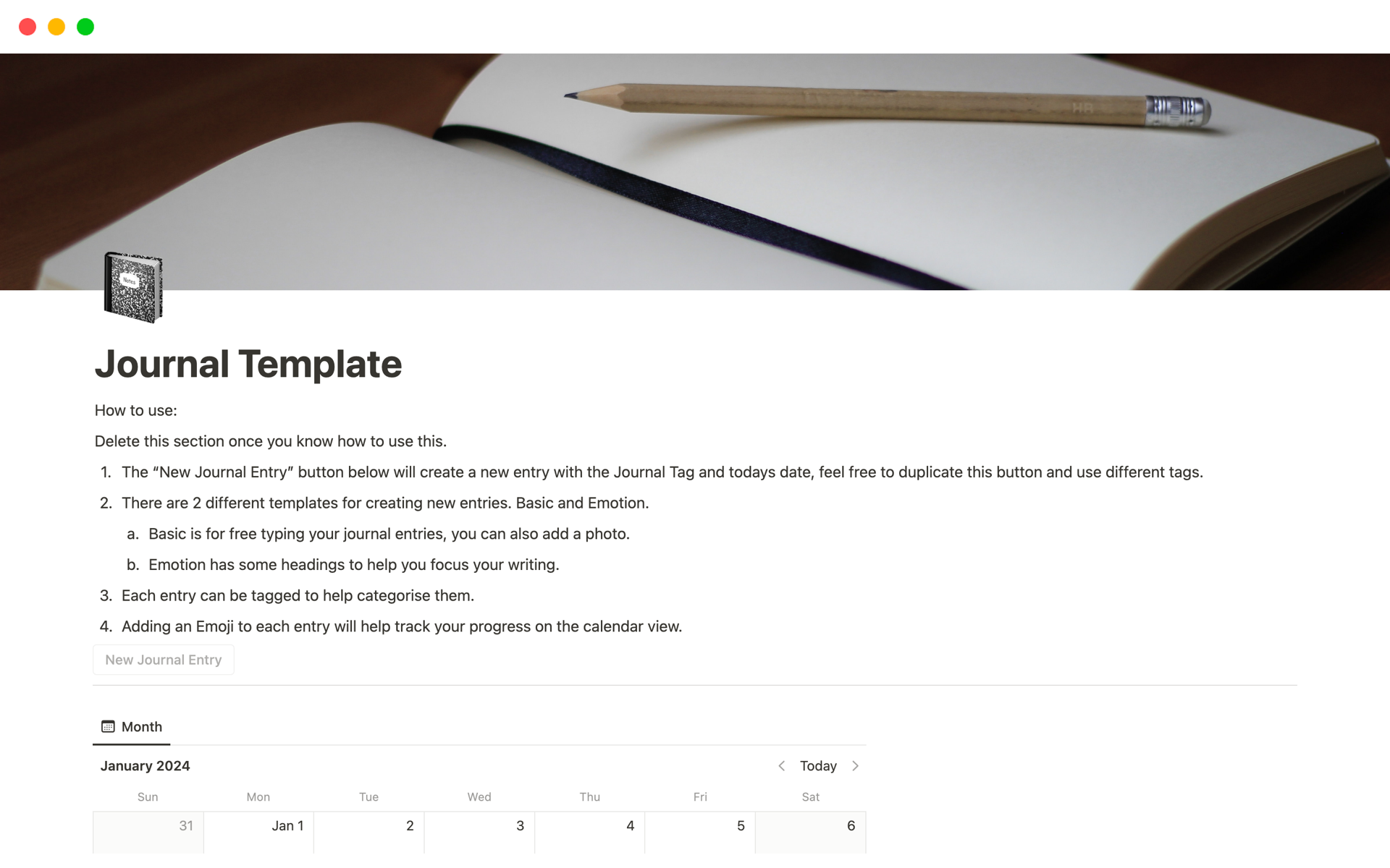 Simple but powerful Journaling Template. Everything you need to start a journaling habit.