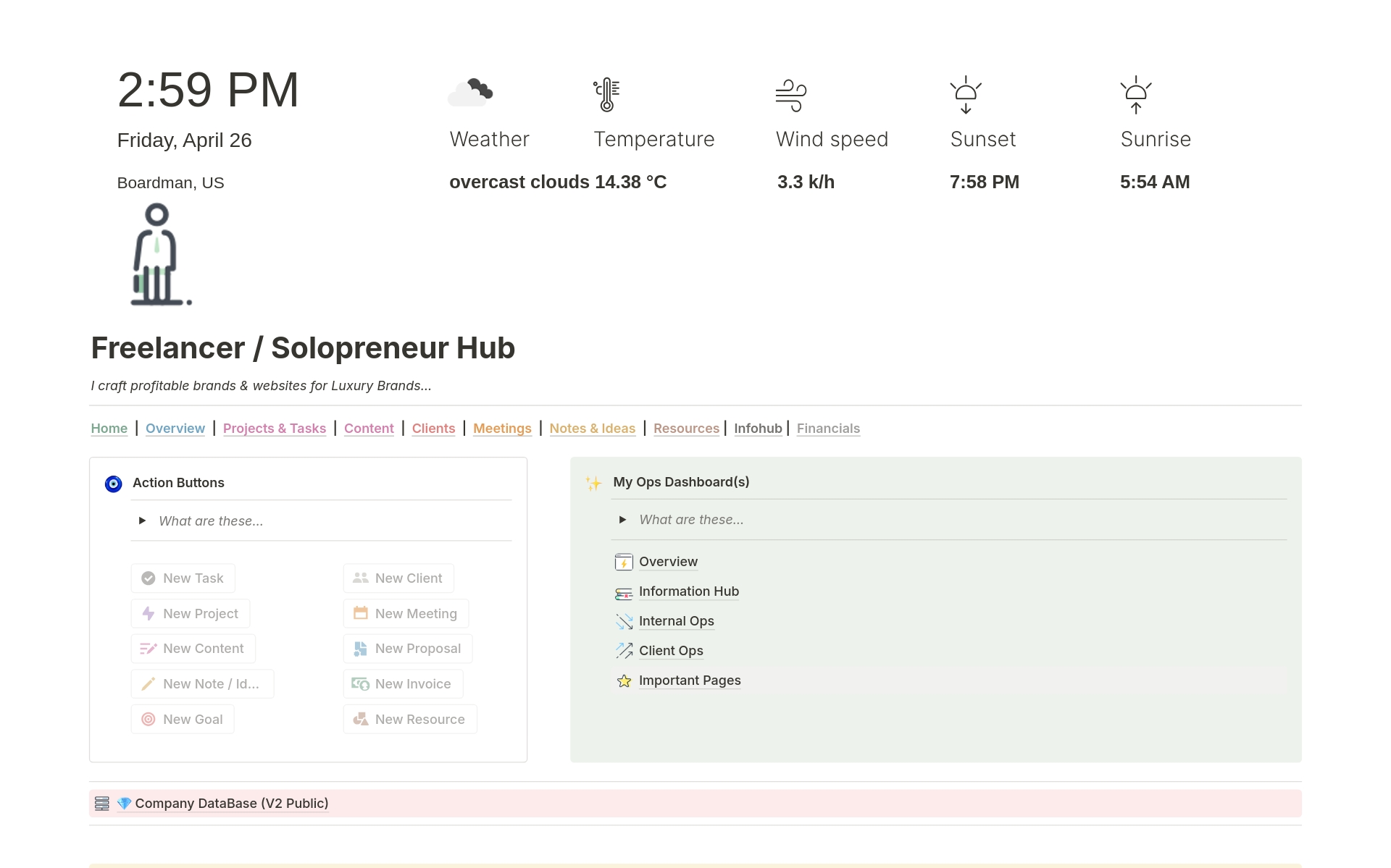A template preview for Freelancer / Solopreneur Hub