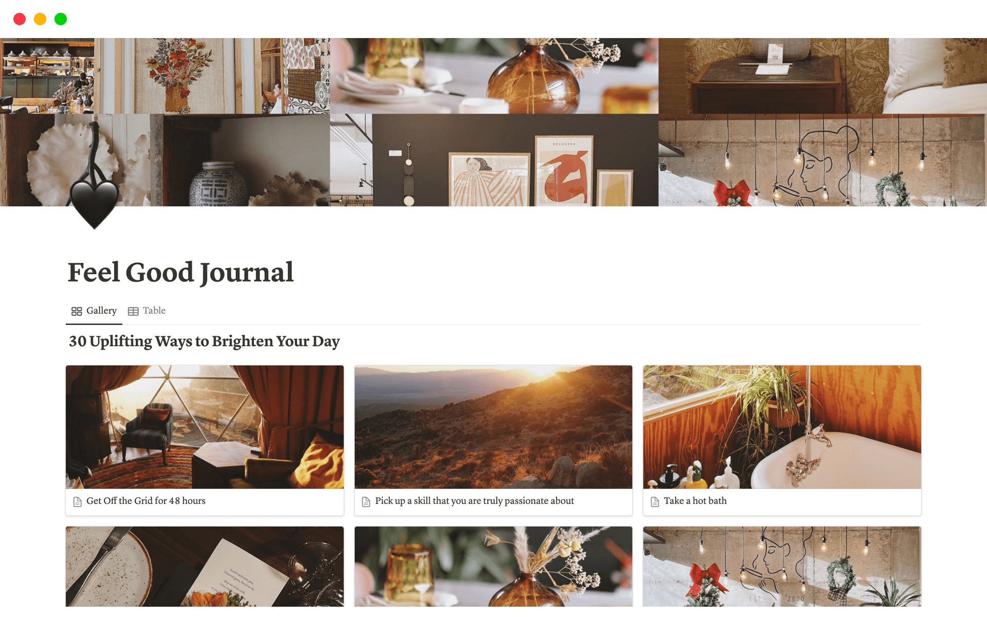 A template preview for Feel Good Journal