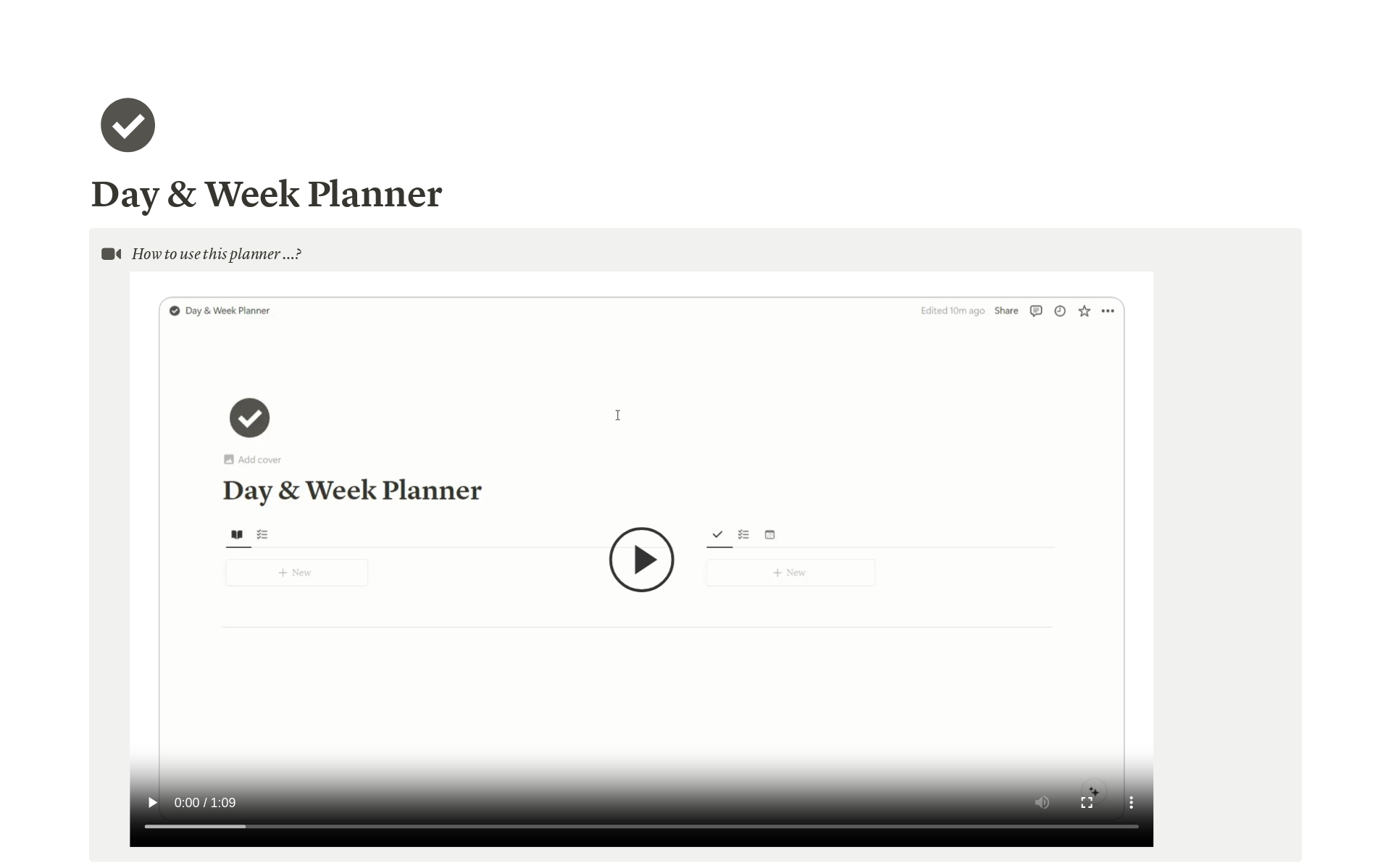 En förhandsgranskning av mallen för Day & Week Planner