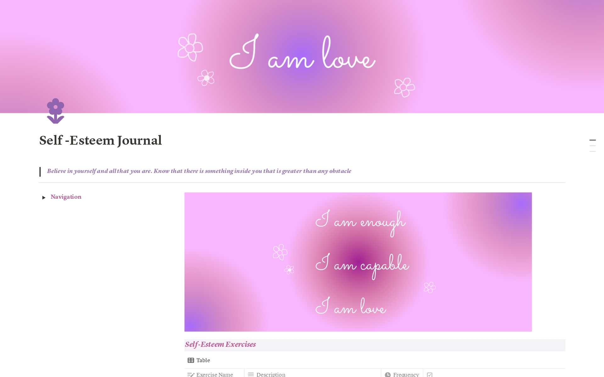 Self-esteem journey with our easy-to-use Notion template. Our Self-Esteem Journal Template is designed to help you track daily reflections