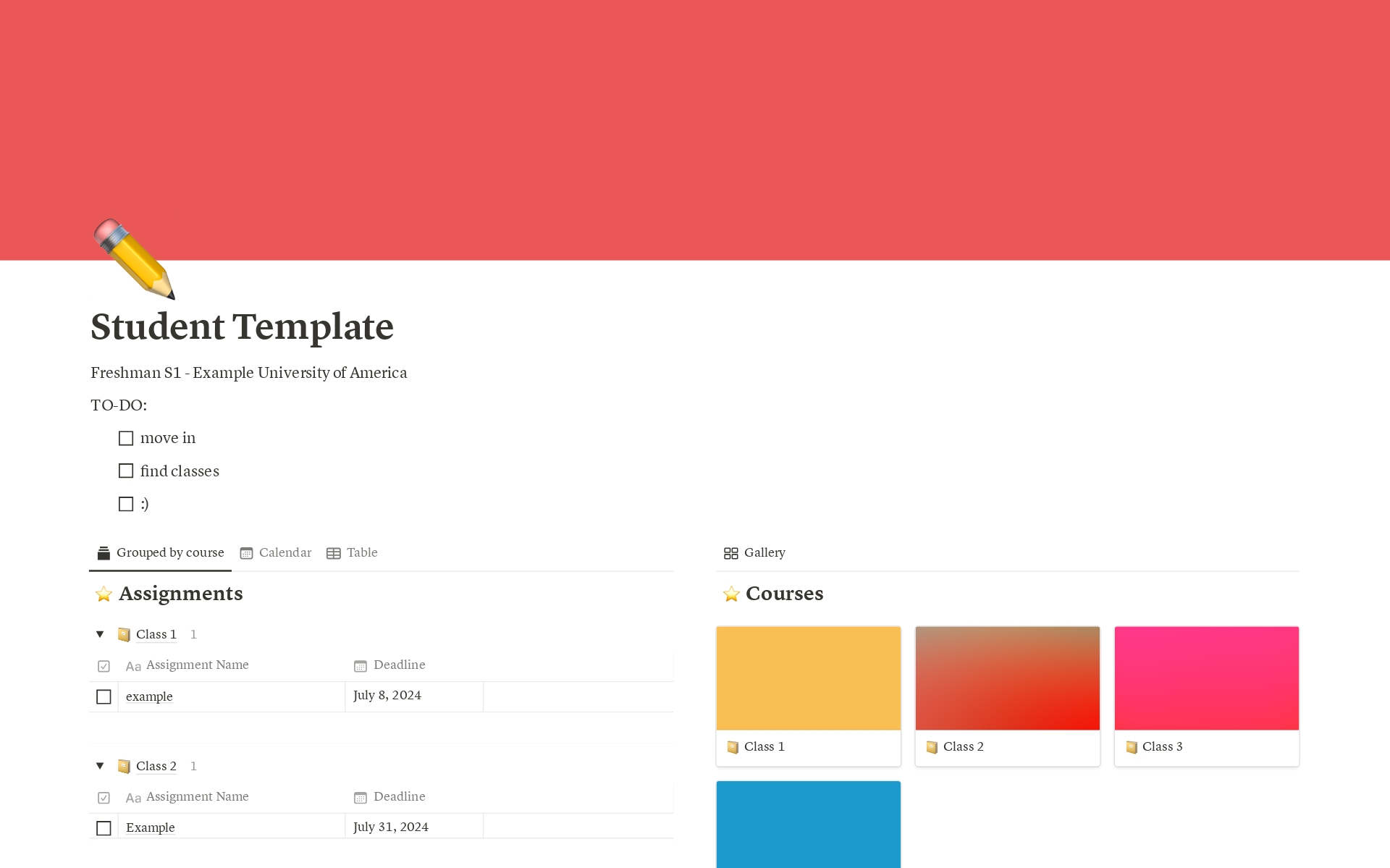 A template preview for Student All-in-One