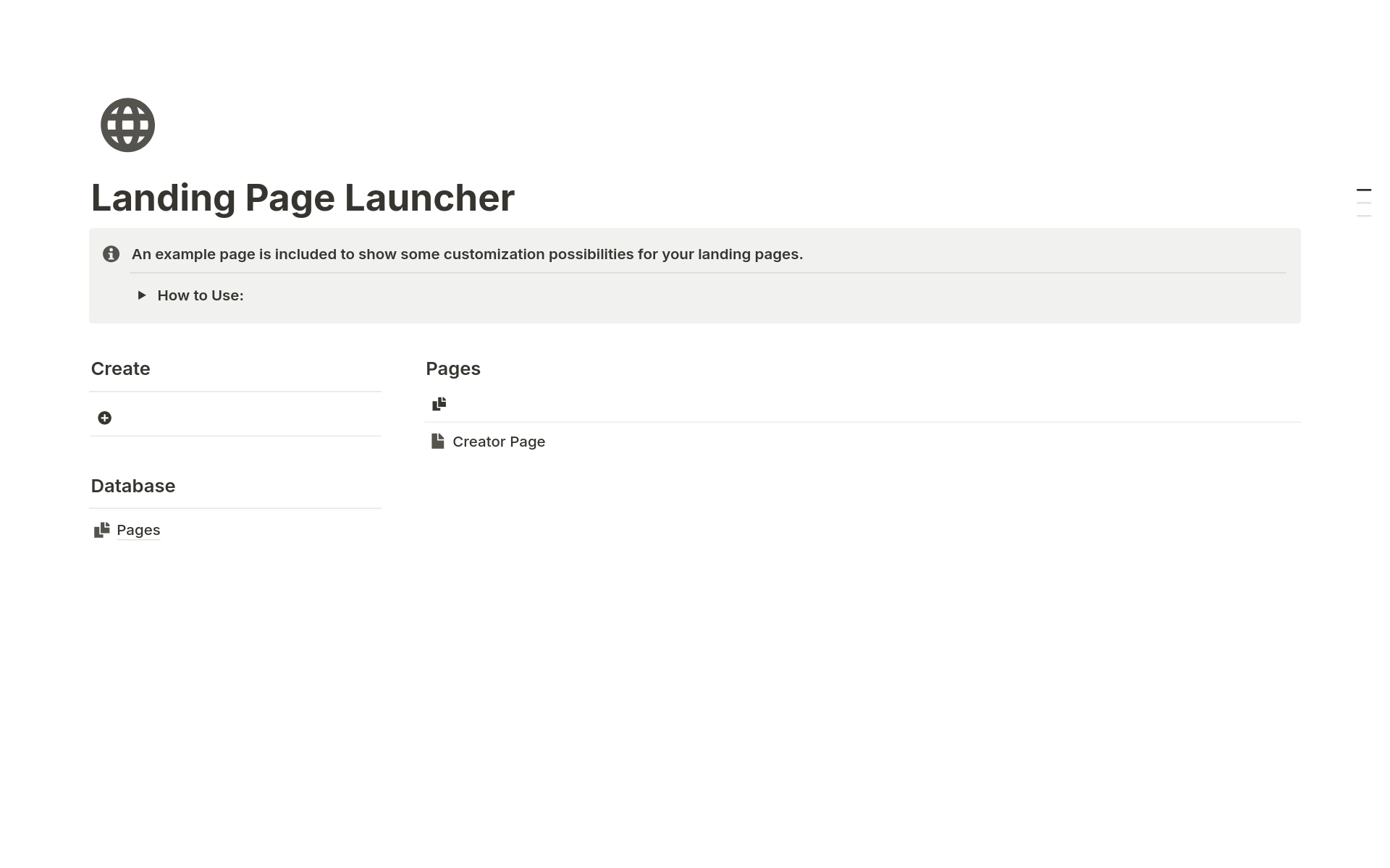 Landing Page Launcherのテンプレートのプレビュー