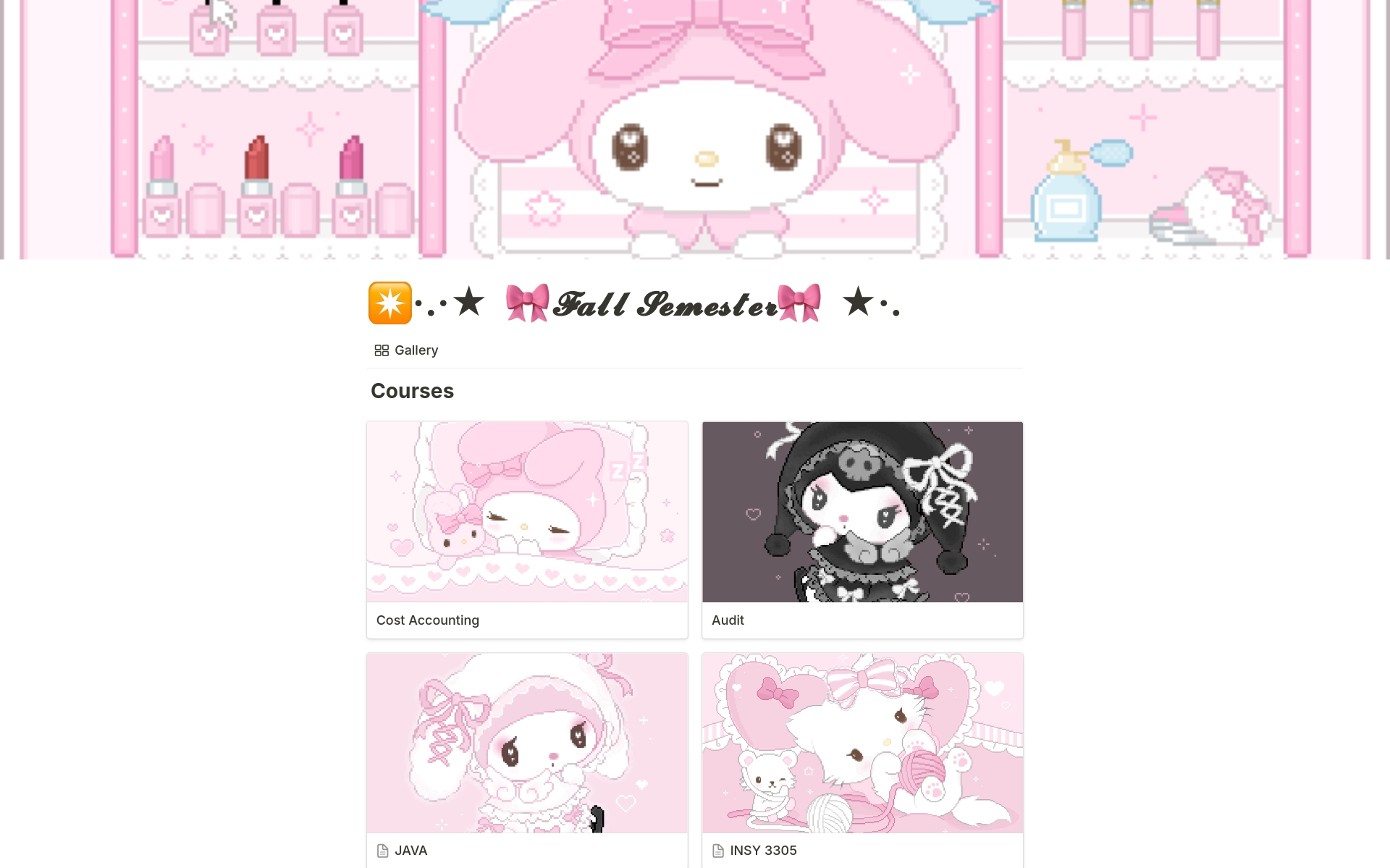 A template preview for Sanrio Themed Planner