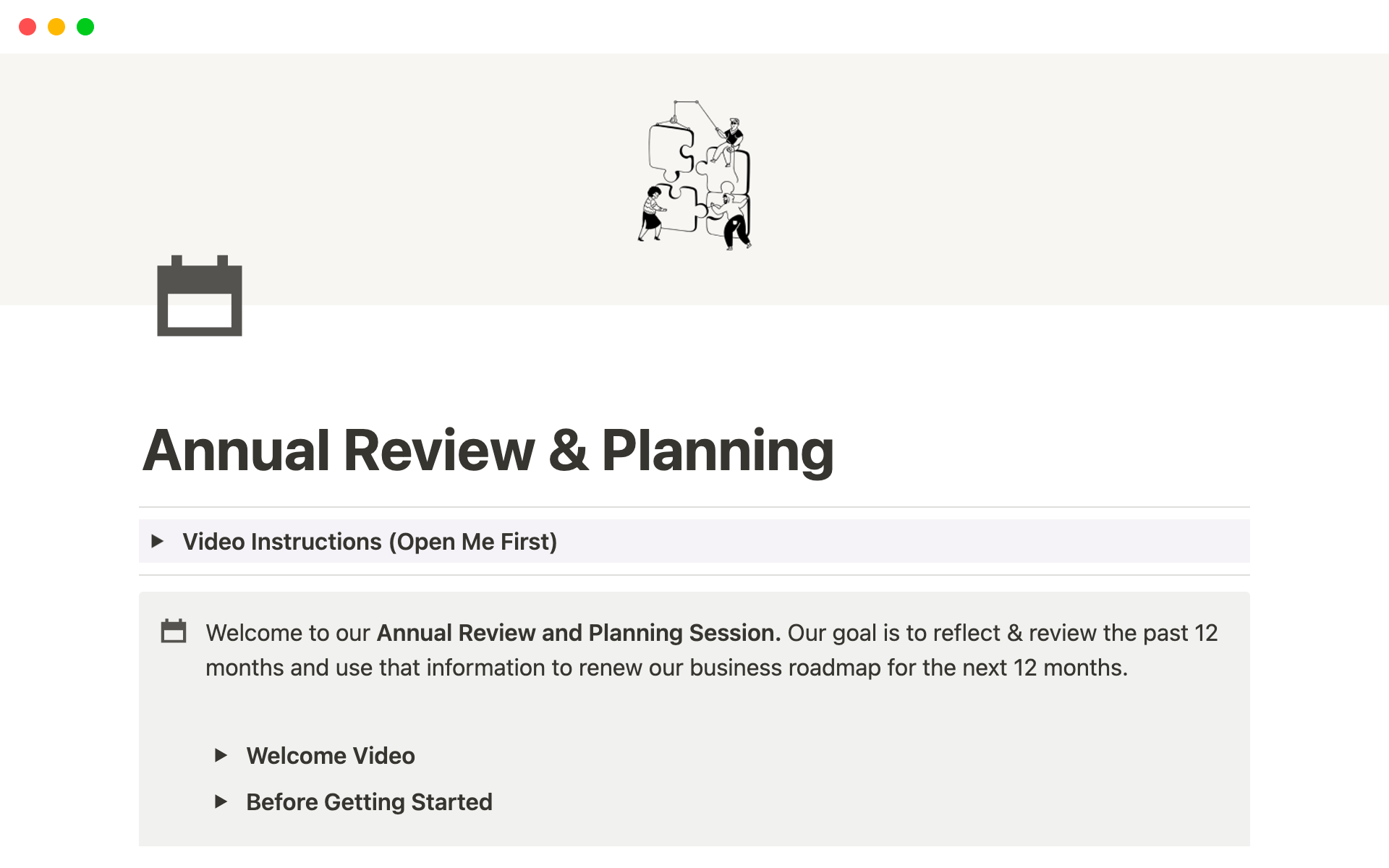 En förhandsgranskning av mallen för Annual Review and Planning