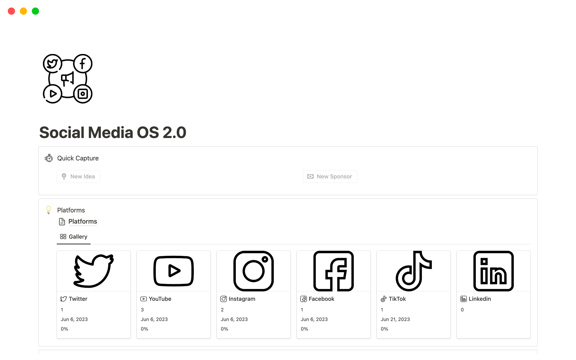 A template preview for Social Media OS 2.0