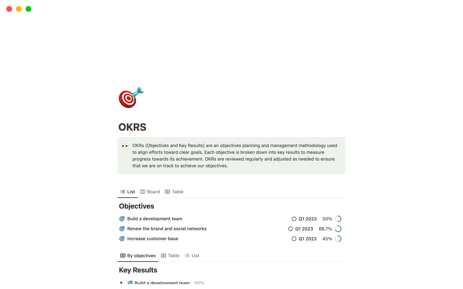 Vista previa de una plantilla para Objectives and Key Results Framework, Implementing OKRS