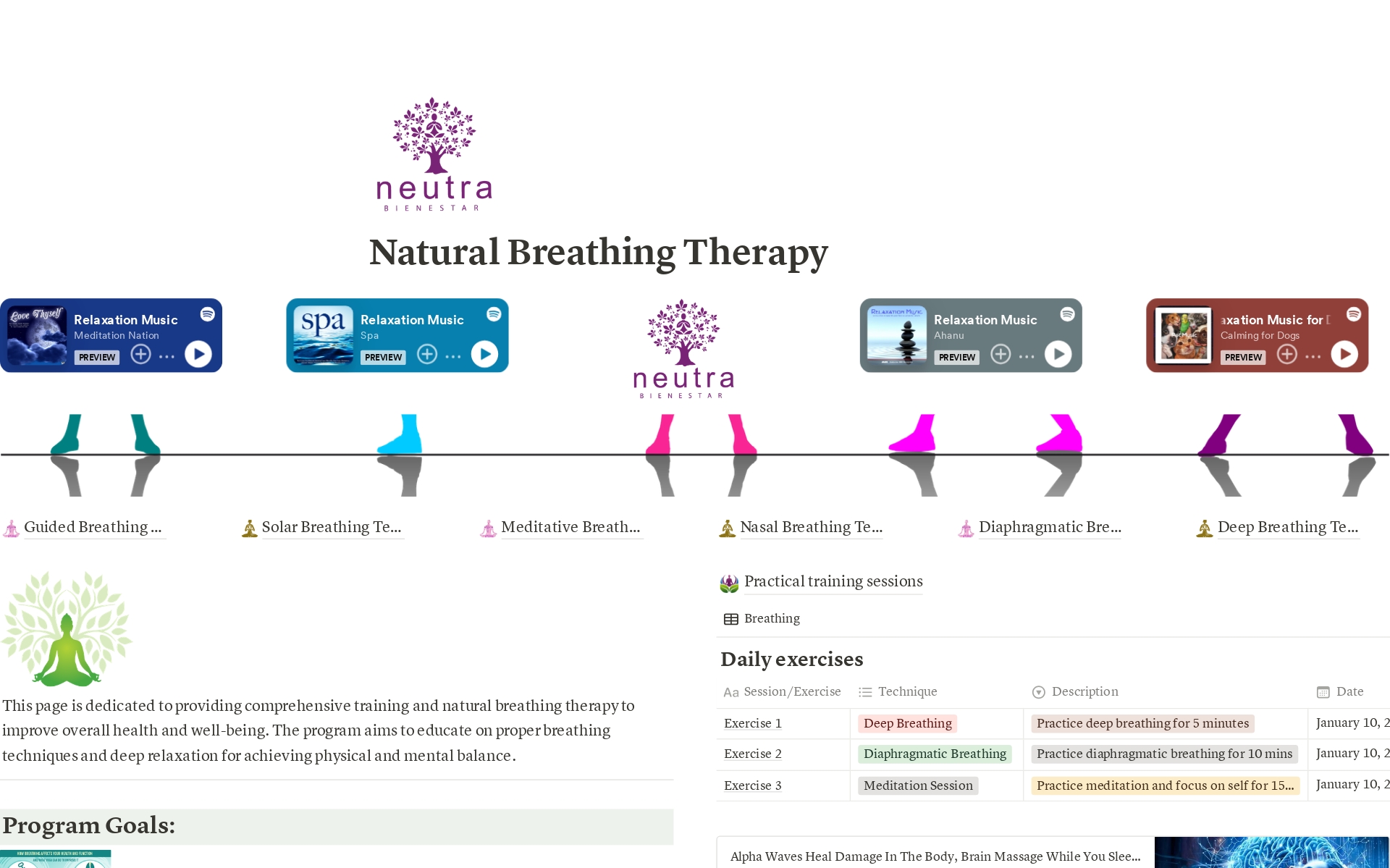 This template aims to provide users with an individual experience for daily practice of breathing and meditation techniques, along with the inclusion of relaxation music. 