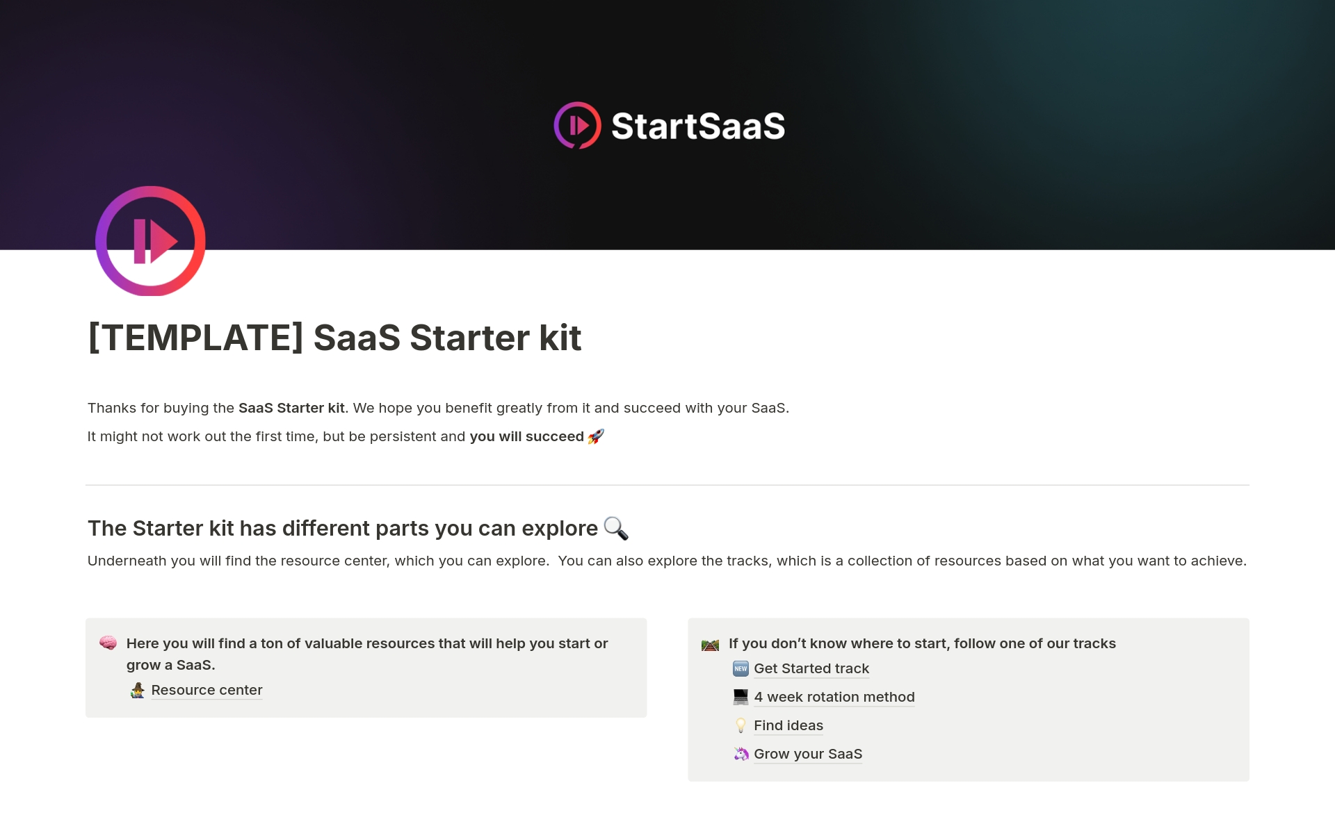 Uma prévia do modelo para SaaS Starter Kit