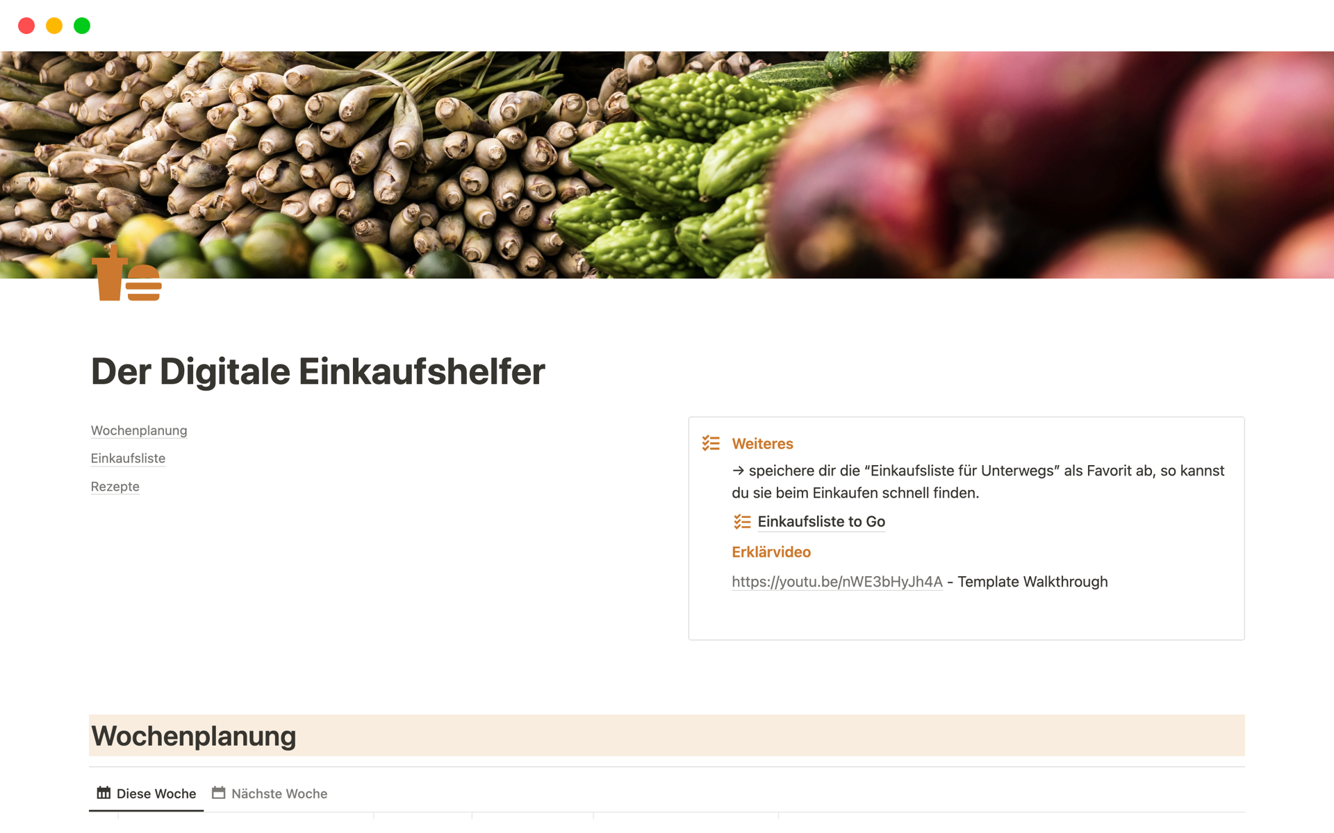 Vista previa de una plantilla para Der Digitale Einkaufshelfer