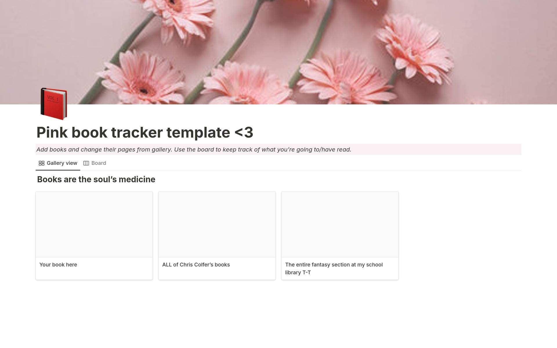 A template preview for BOOK TRACKER PINK