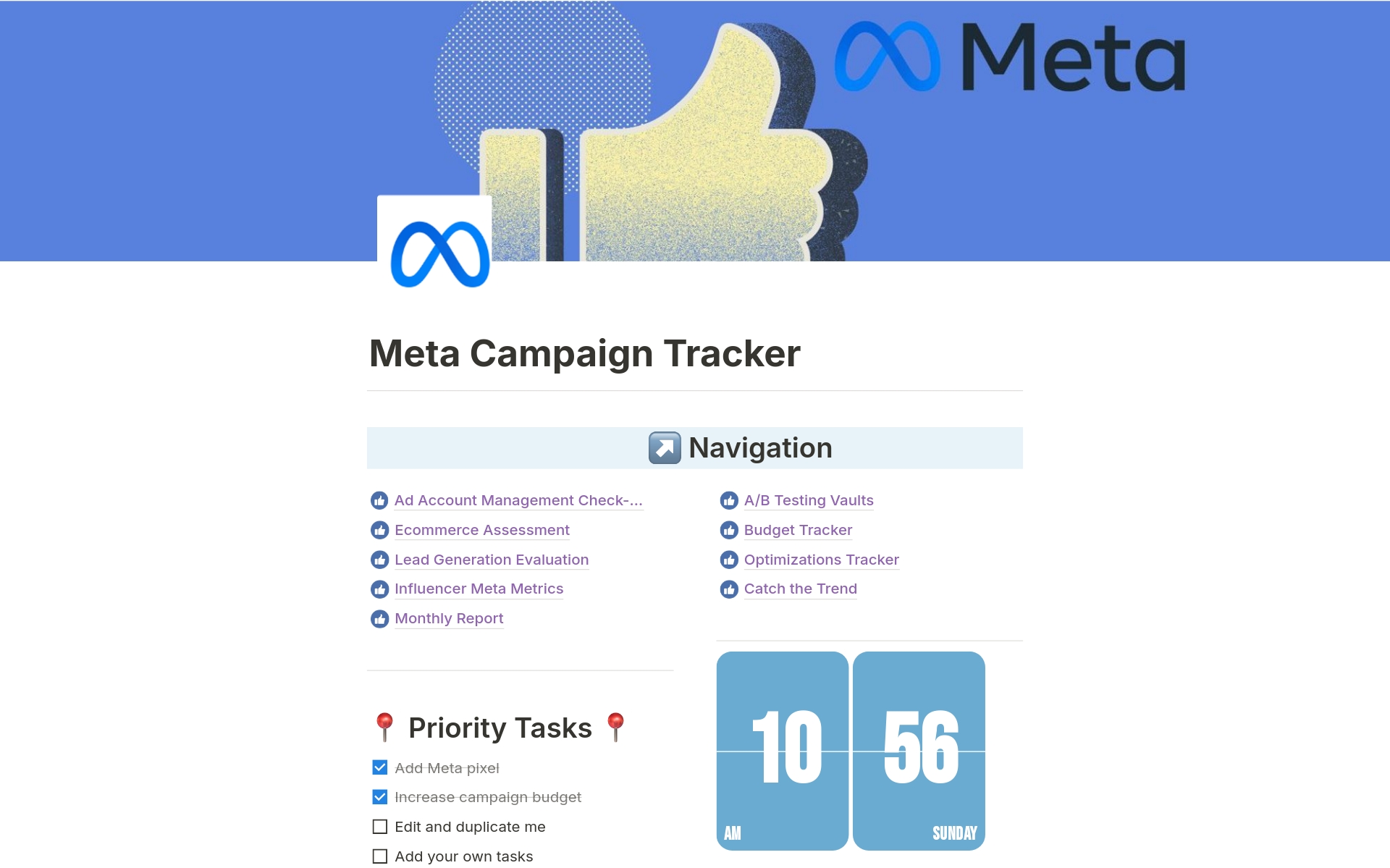 Mallin esikatselu nimelle Meta ( Facebook) Campaign Tracker