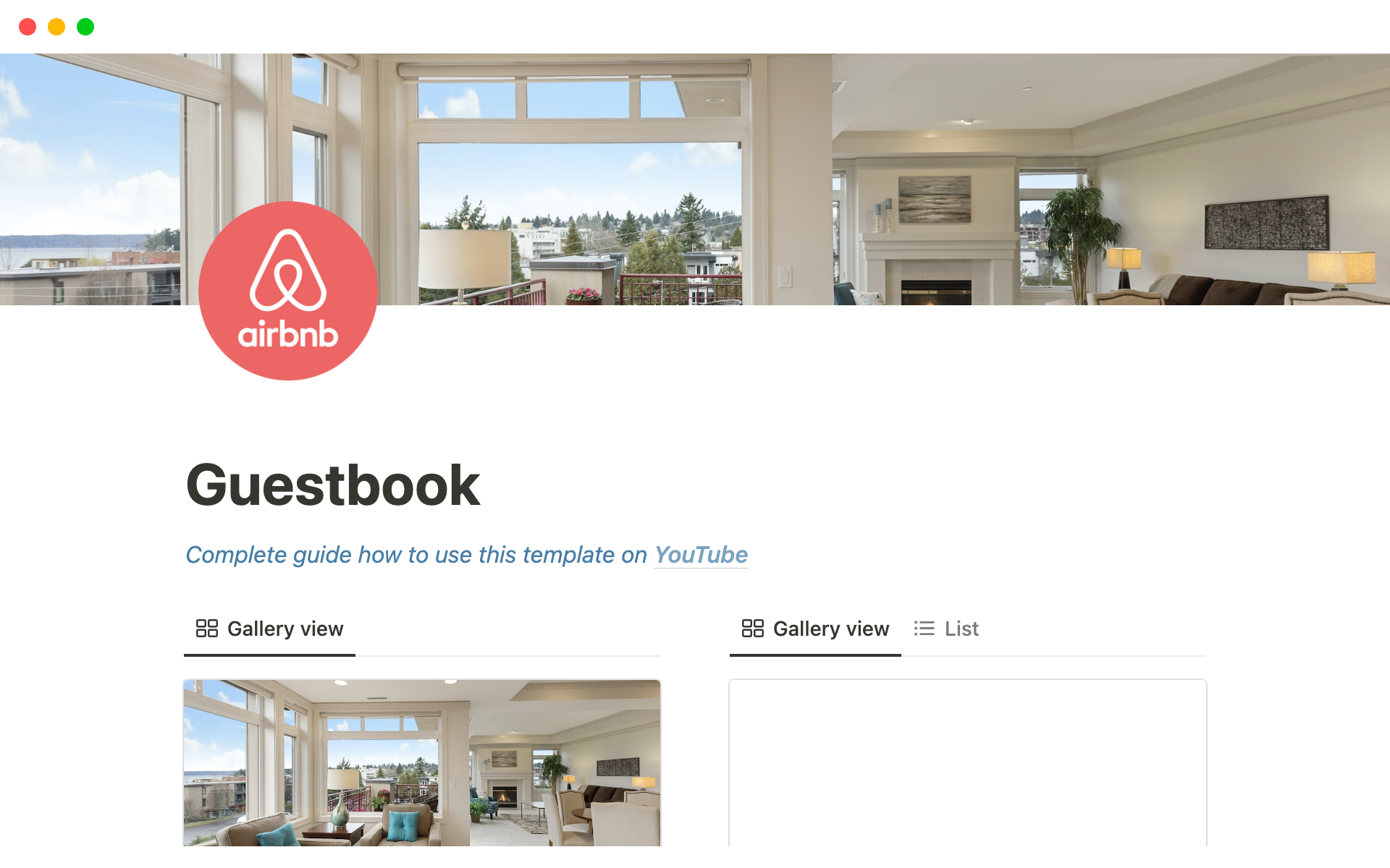A template preview for Ultimate Airbnb Guestbook