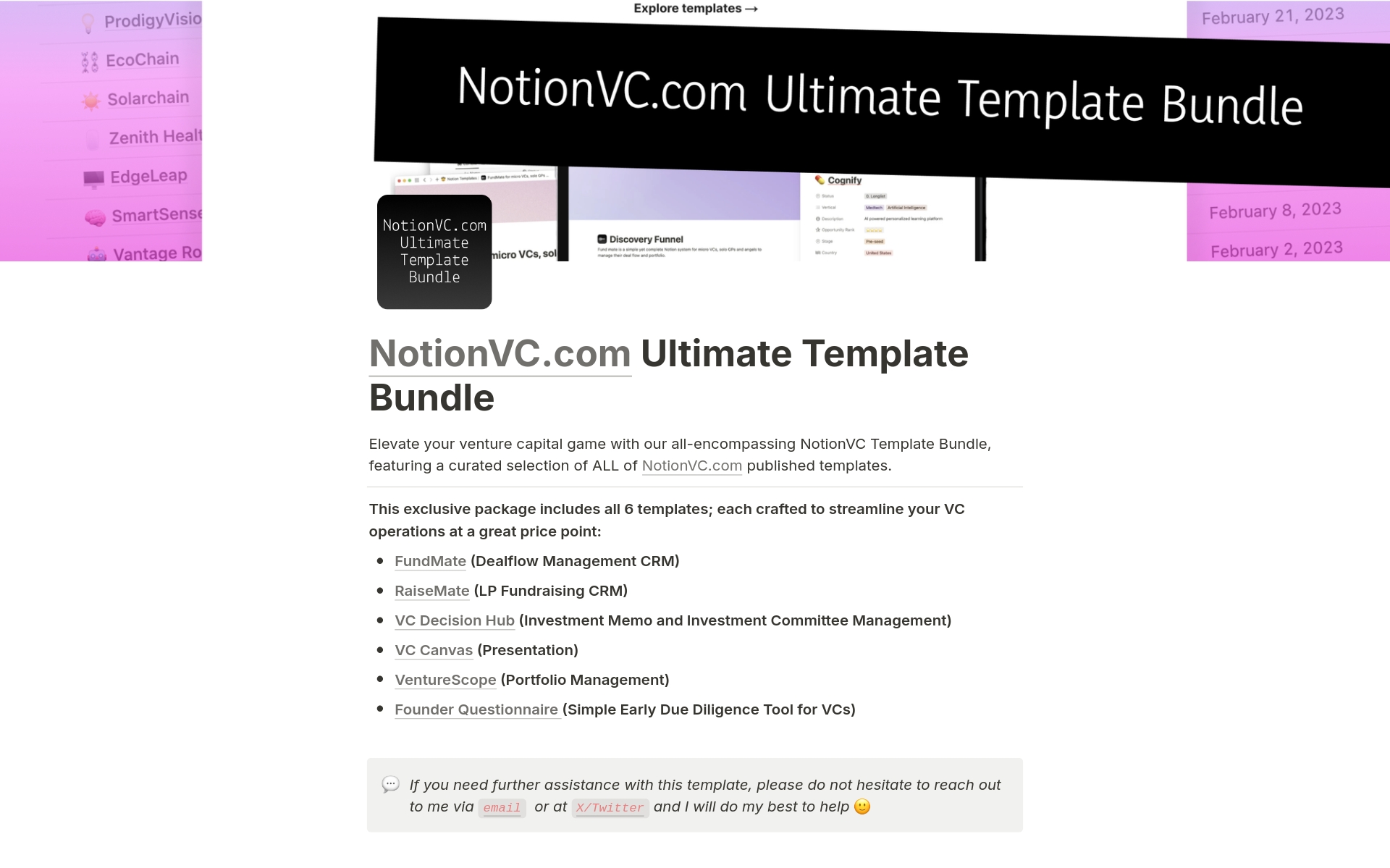 Vista previa de una plantilla para Ultimate Template Bundle for VCs