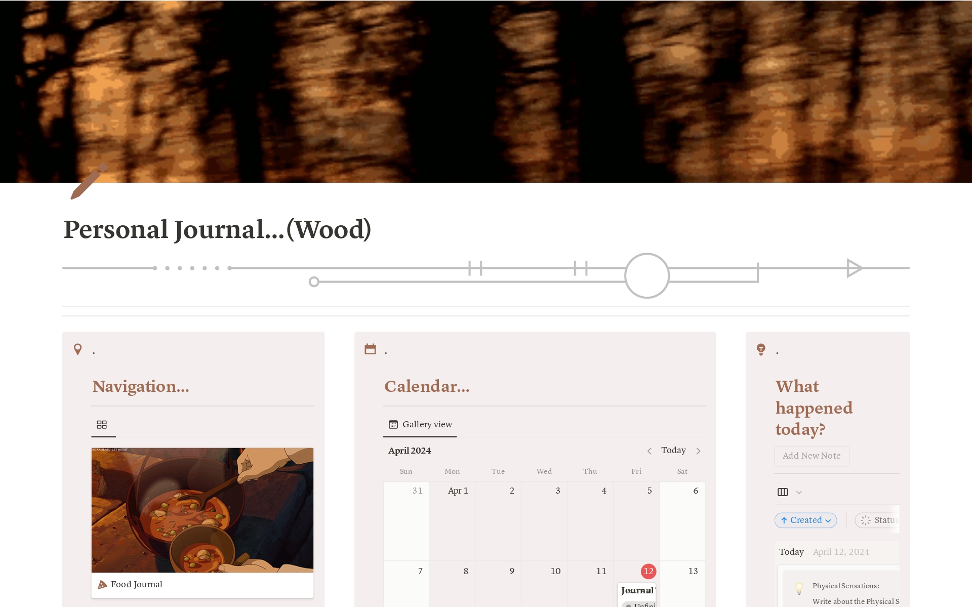 En förhandsgranskning av mallen för "Super Aesthetic" Wood Journal