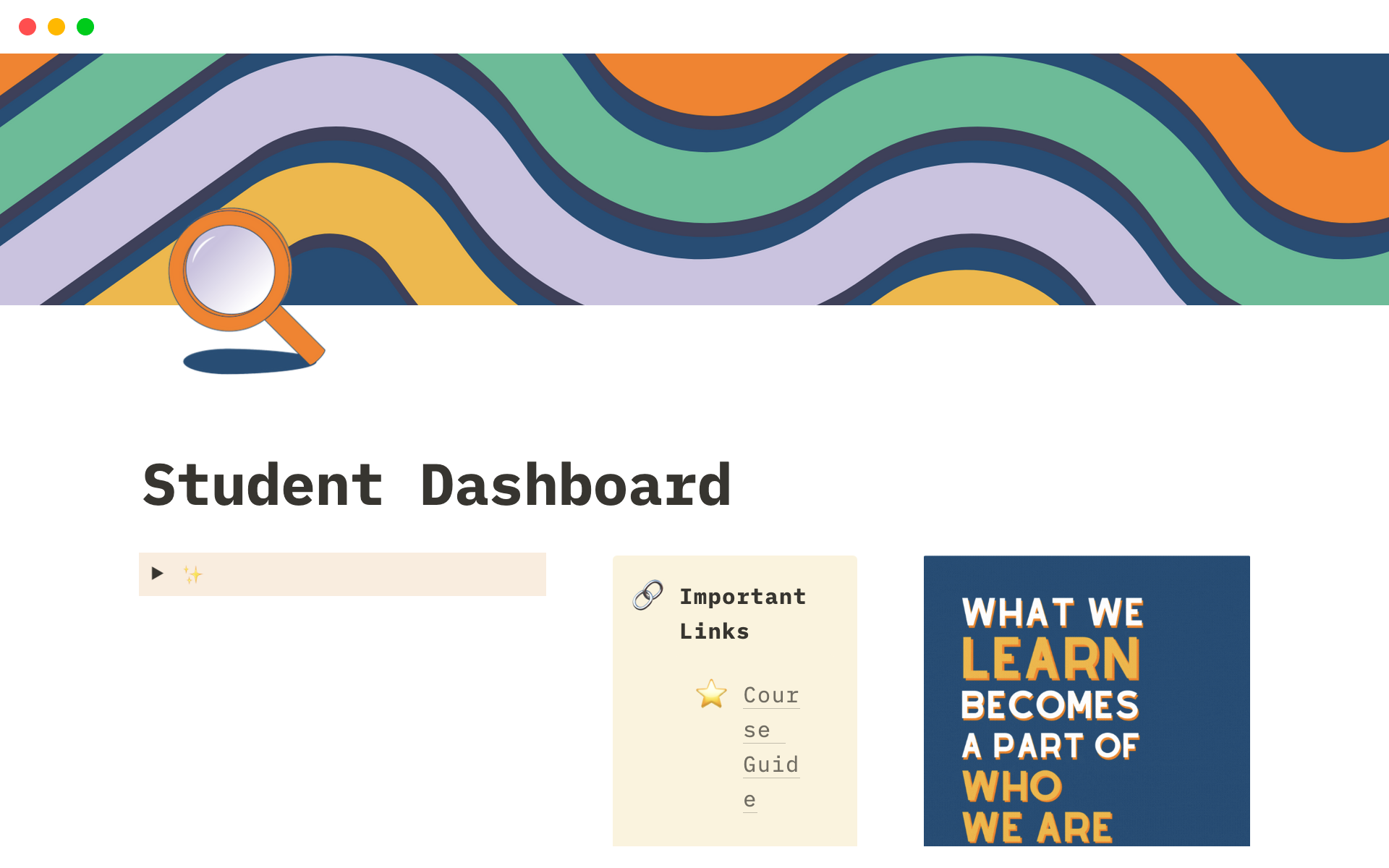 Vista previa de una plantilla para University Student Planner & Dashboard