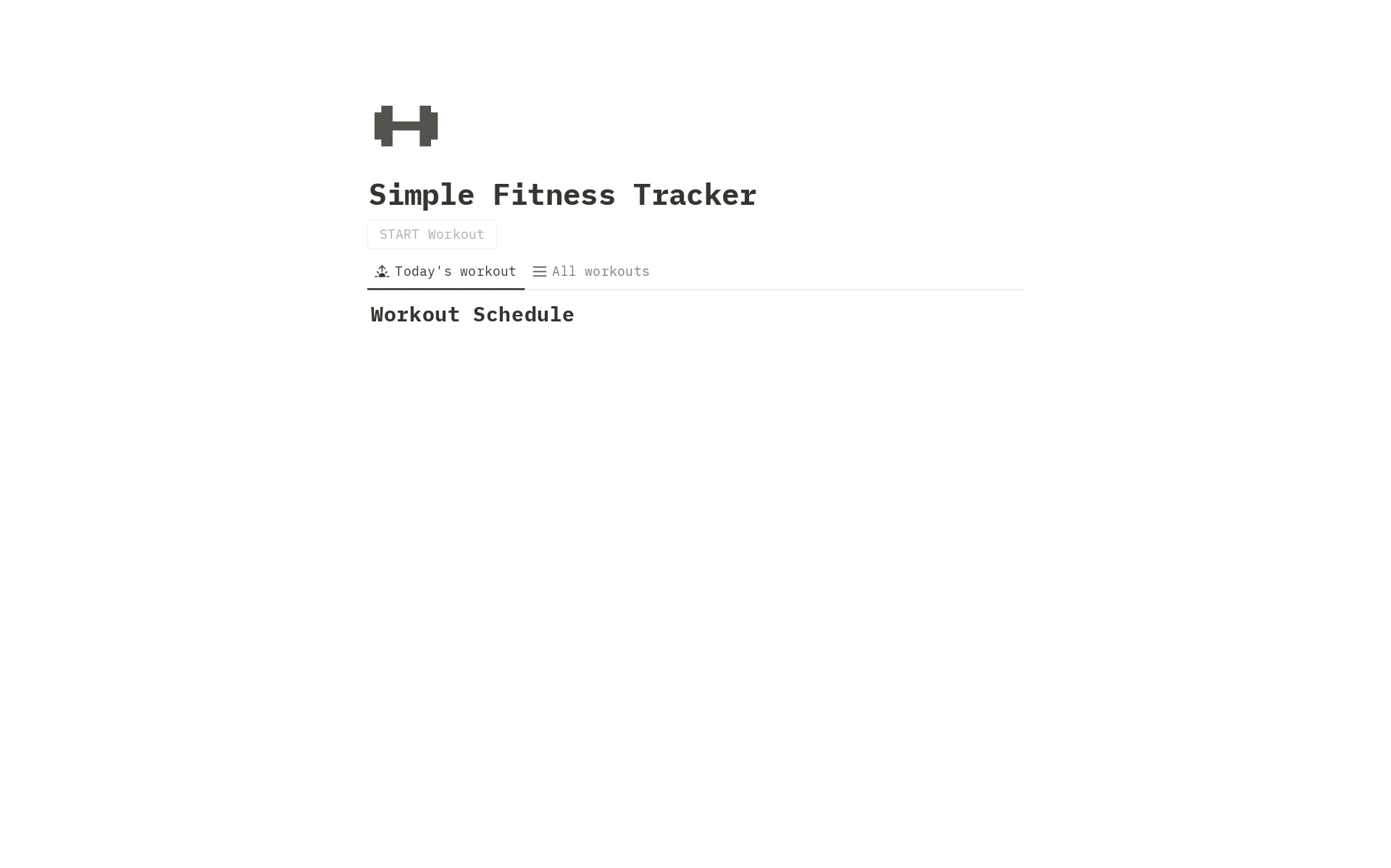 En forhåndsvisning av mal for Simple Fitness Tracker