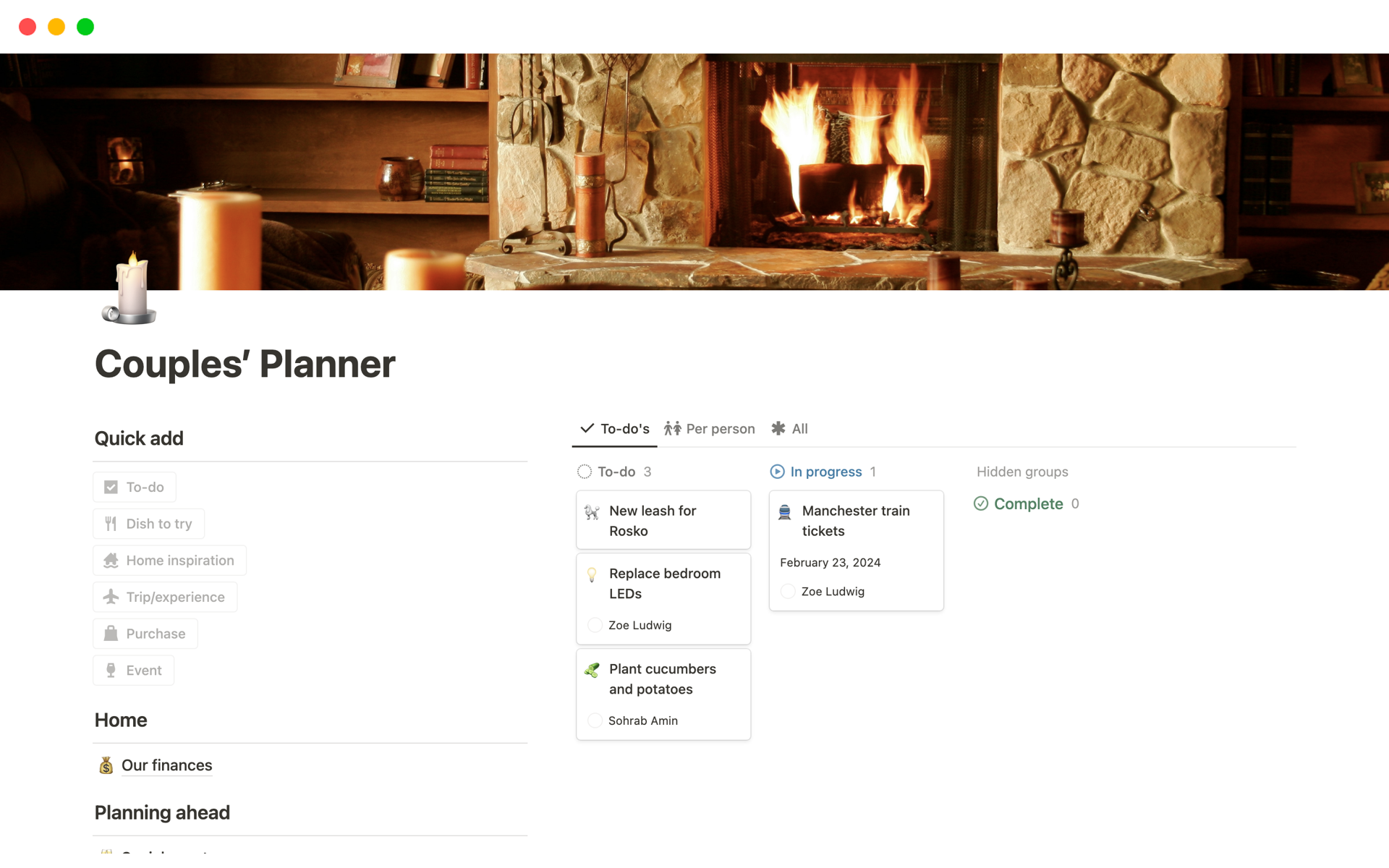 A single dashboard to organize everything from traveling to house hunting and meals.
