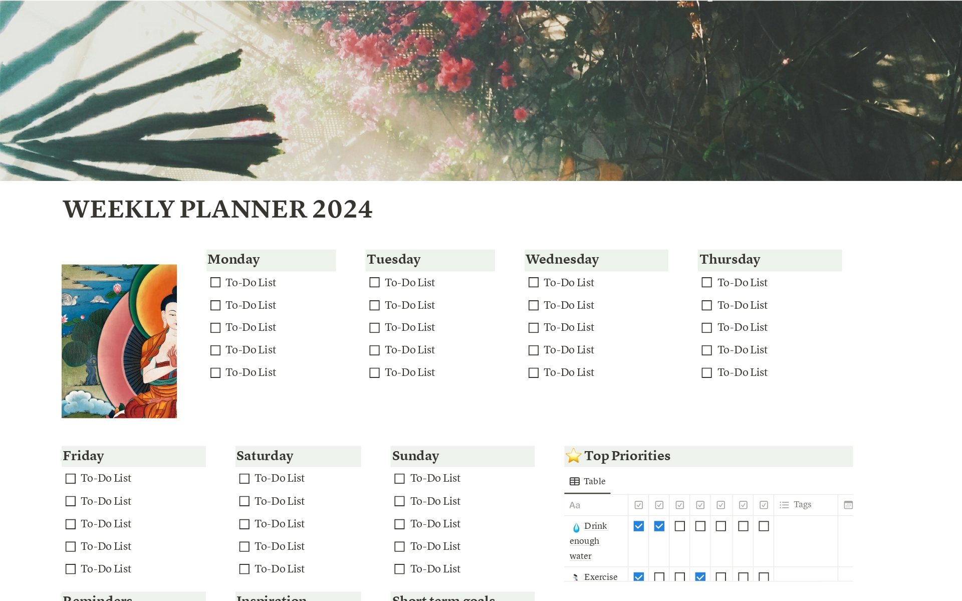 Weekly Planner Organizer - Greenのテンプレートのプレビュー