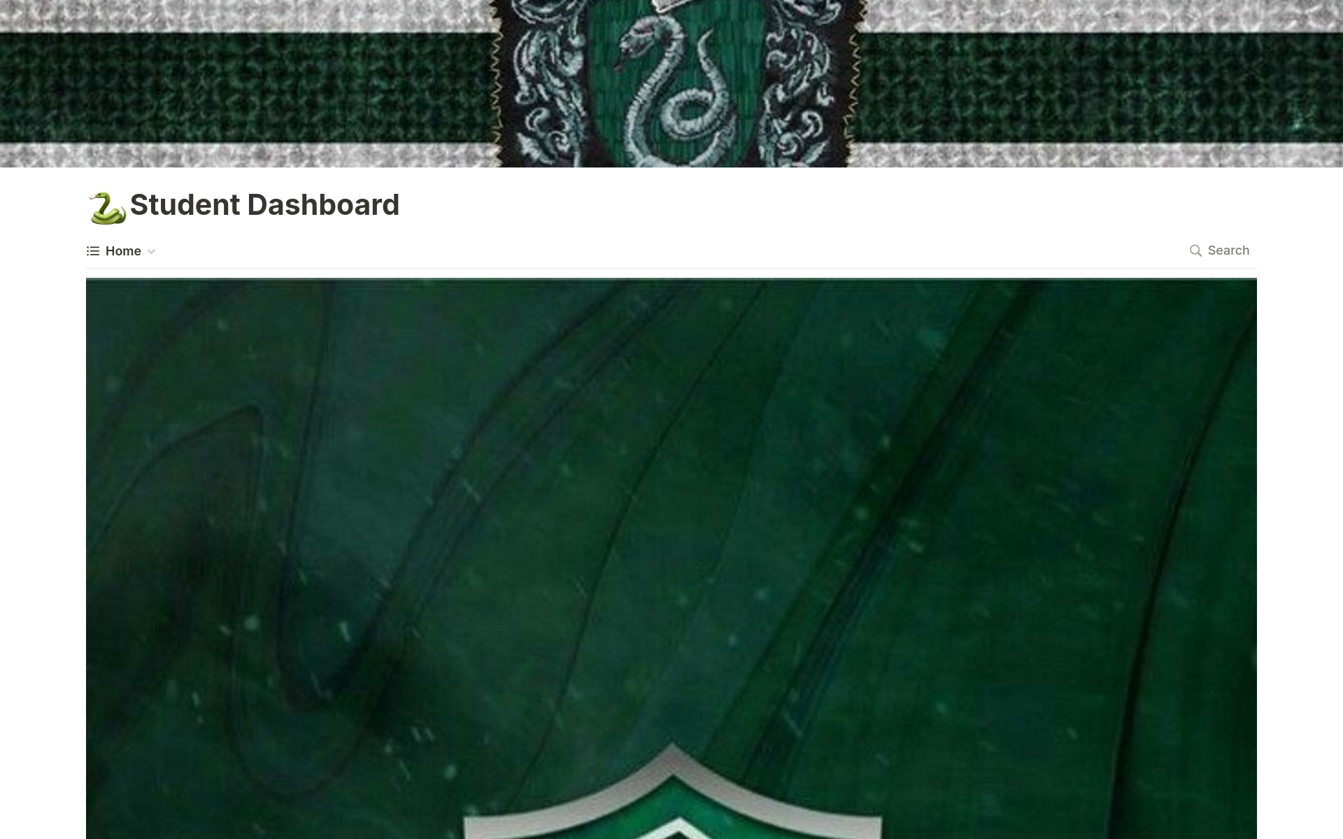 A template preview for Slytherin student dashboard
