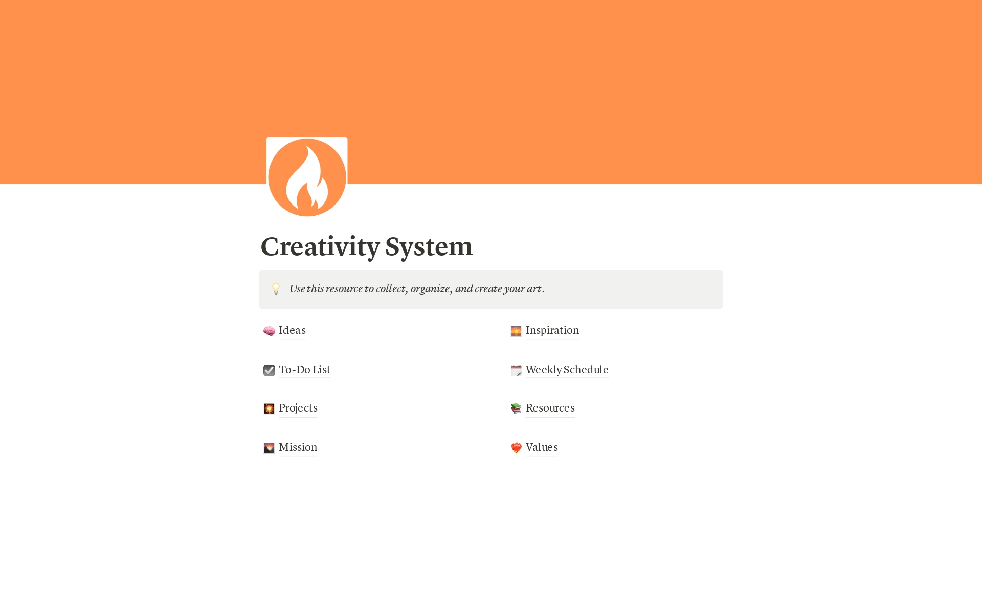 A template preview for Creativity System