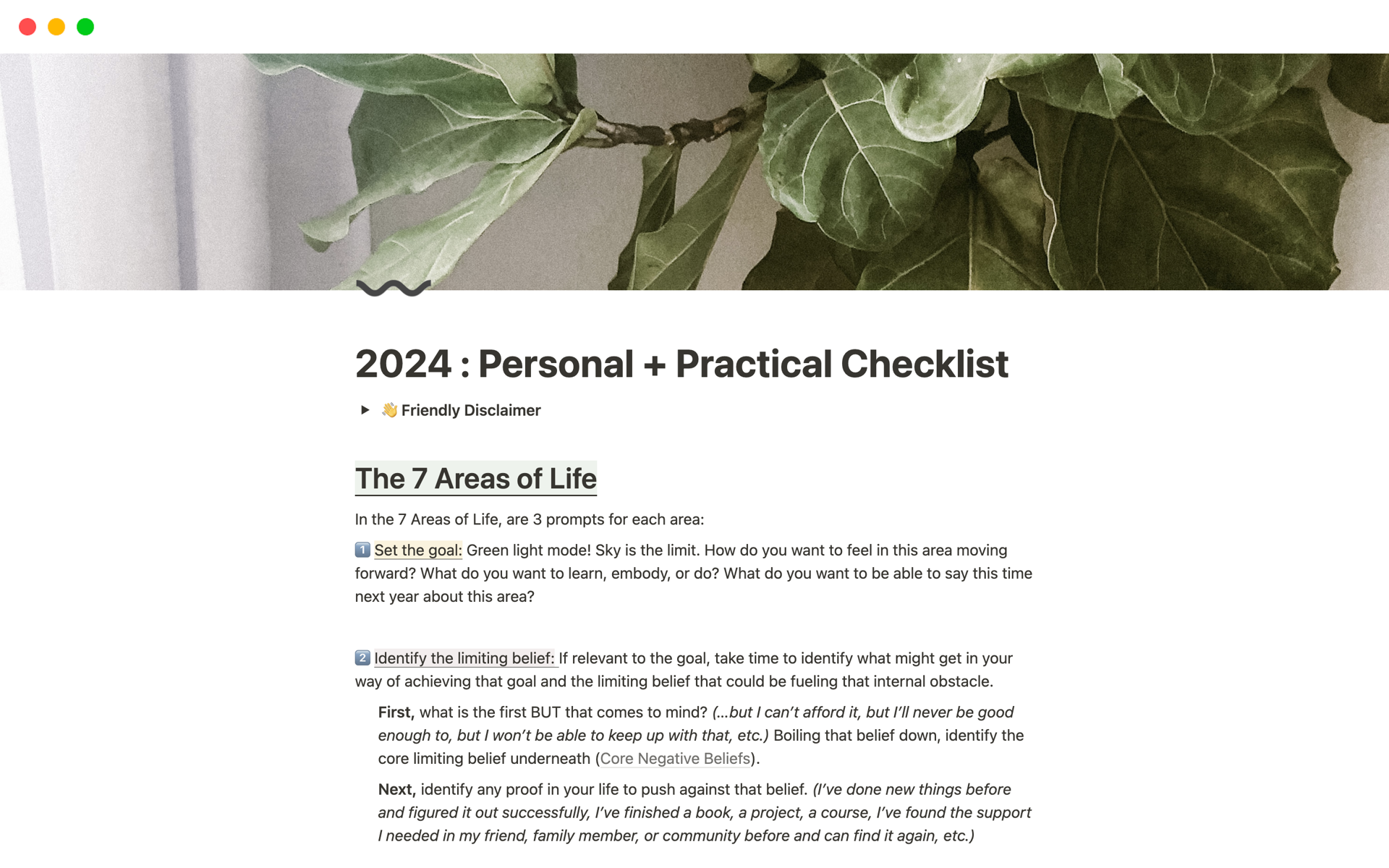 Eine Vorlagenvorschau für 2024 : Personal + Practical Checklist