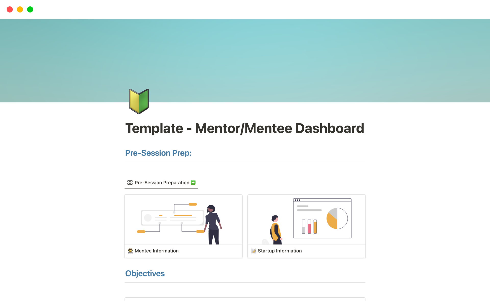 En förhandsgranskning av mallen för Mentor/Mentee Success Tracker
