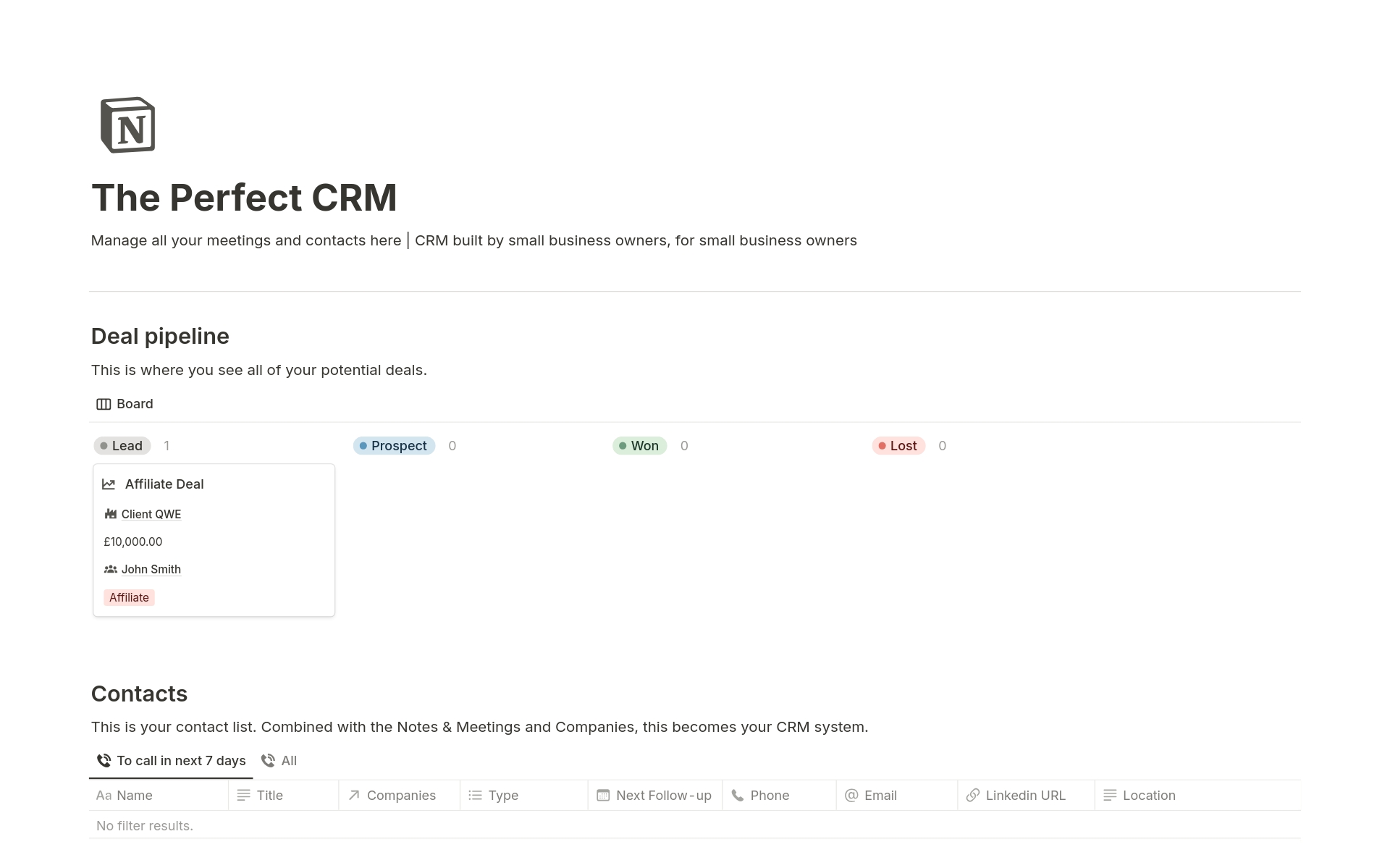 Manage all your meetings and contacts here | CRM tool built by small business owners, for small business owners 