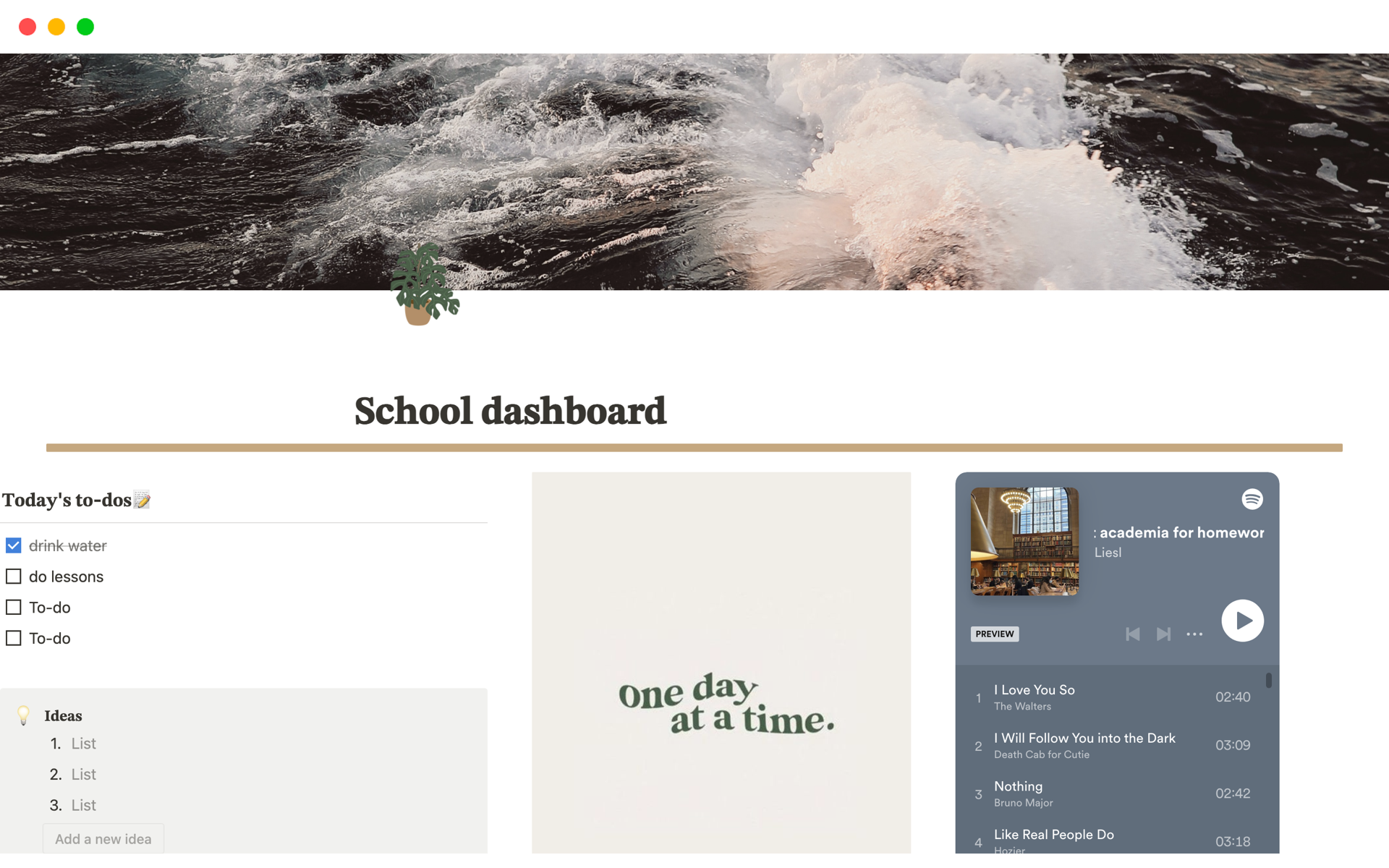 A template preview for School dashboard