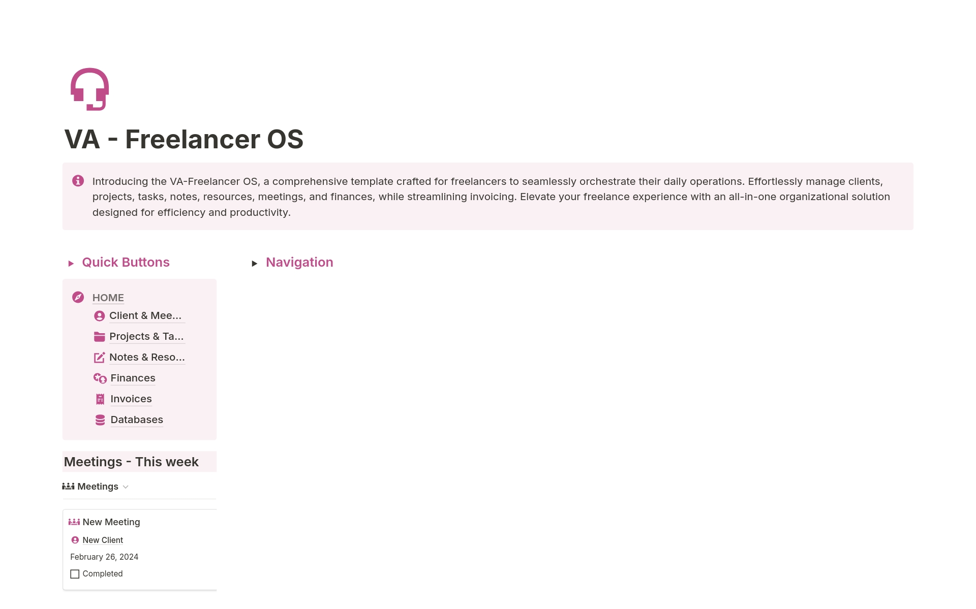 Vista previa de una plantilla para VA-Freelancer OS