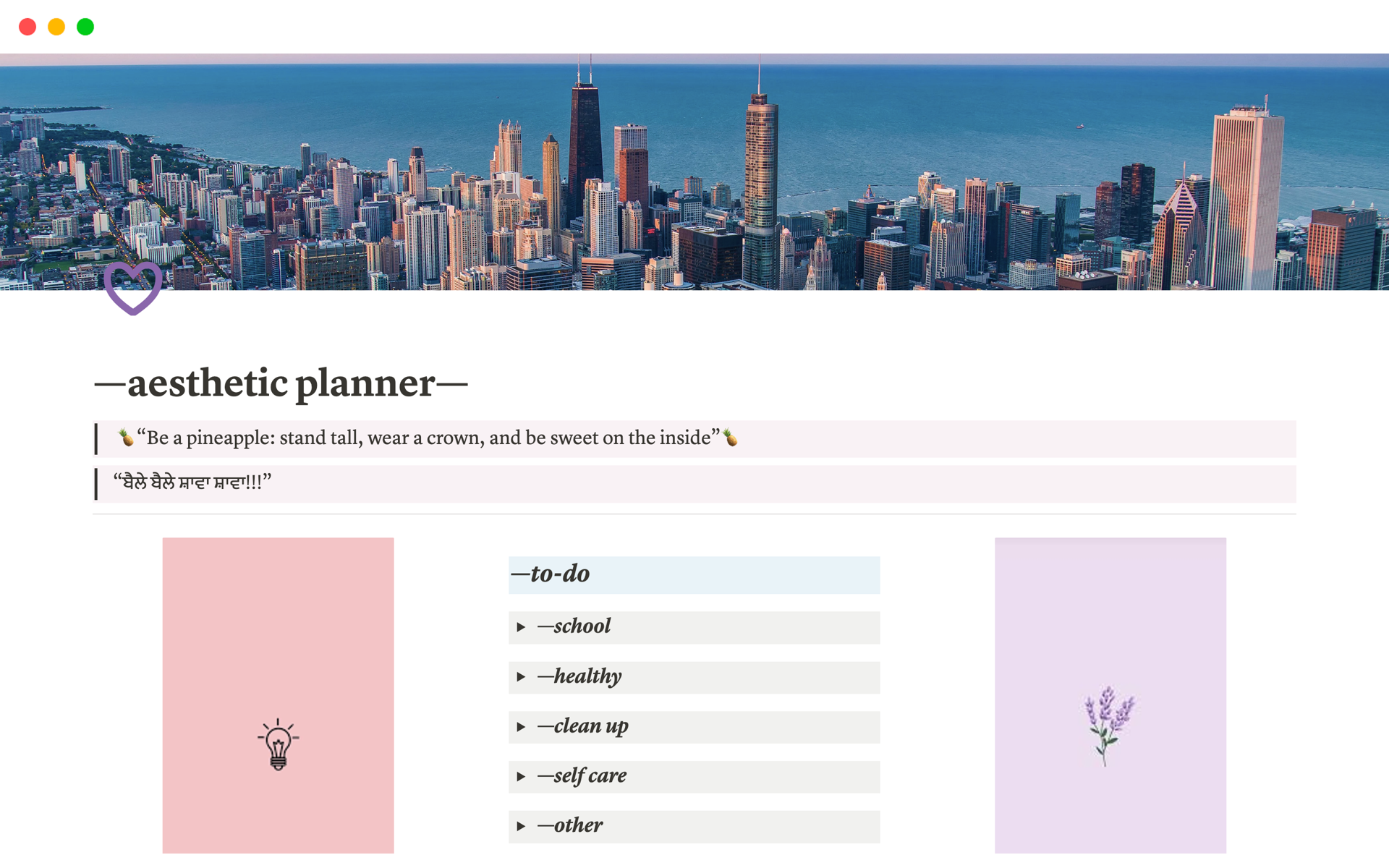 An aesthetic planner to stay organized!