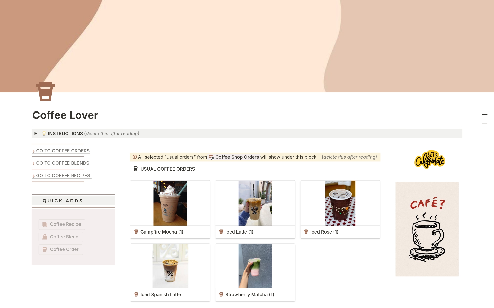 A template preview for Coffee Lover