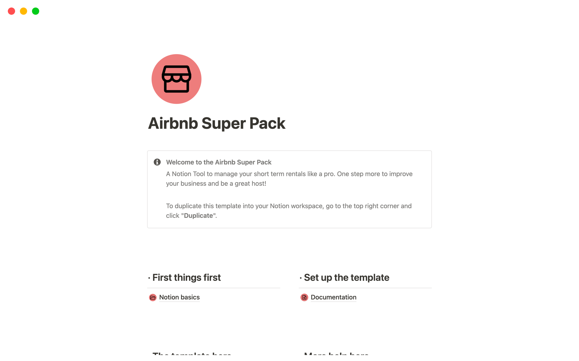 En forhåndsvisning av mal for Airbnb Super Pack - Updated