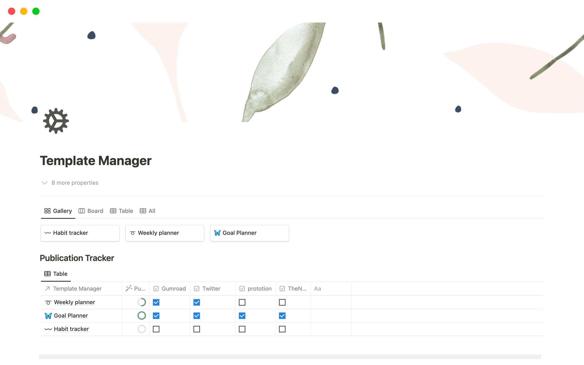 Vista previa de una plantilla para Template Manager For Notion Creators