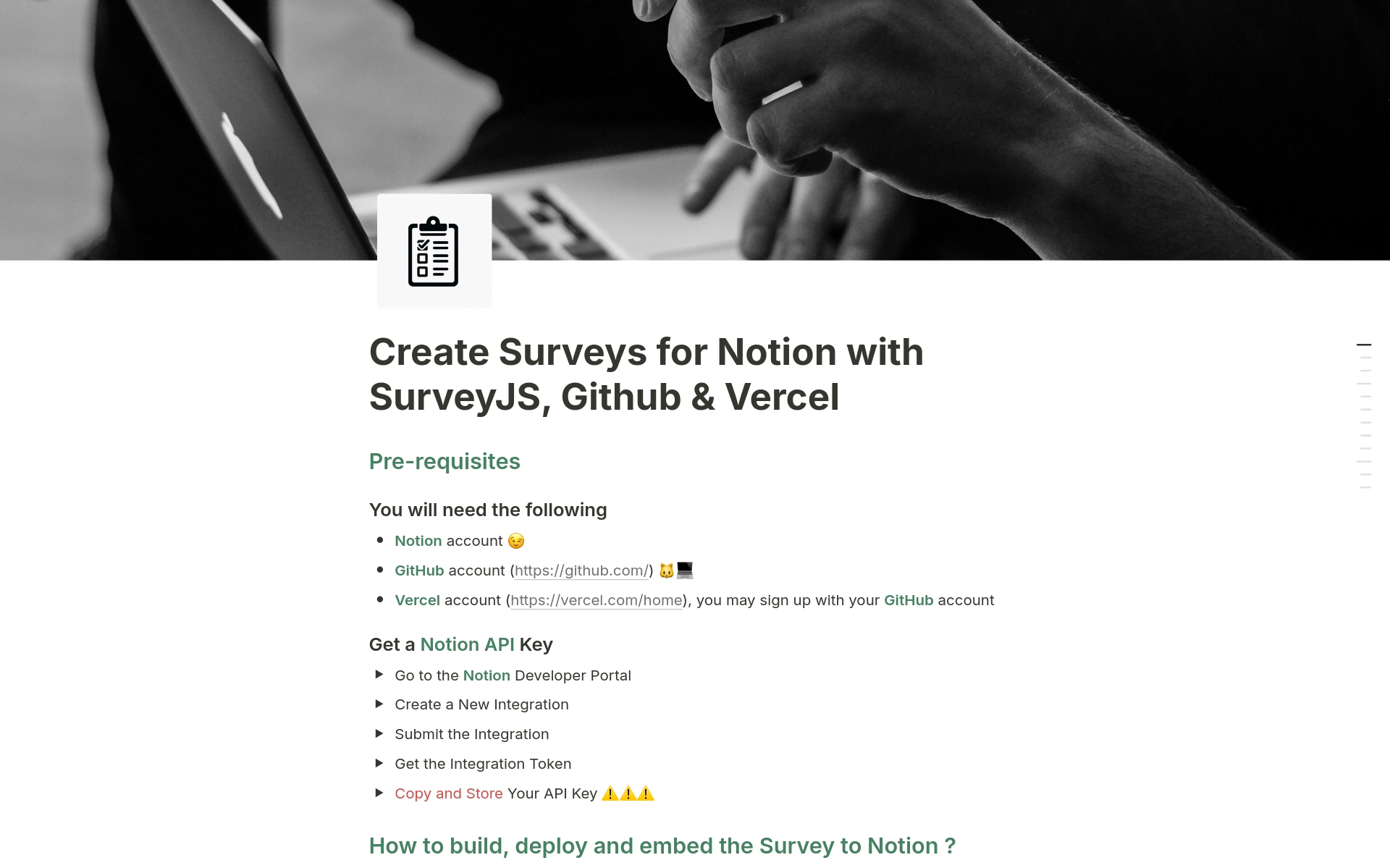En forhåndsvisning av mal for Create Surveys with SurveyJS, Github & Vercel