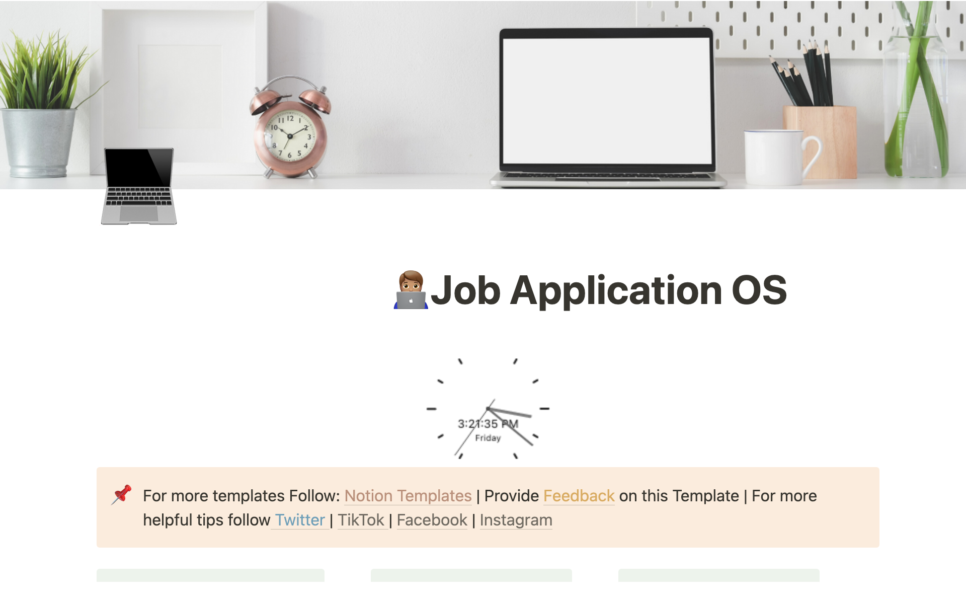 Uma prévia do modelo para Job Application OS
