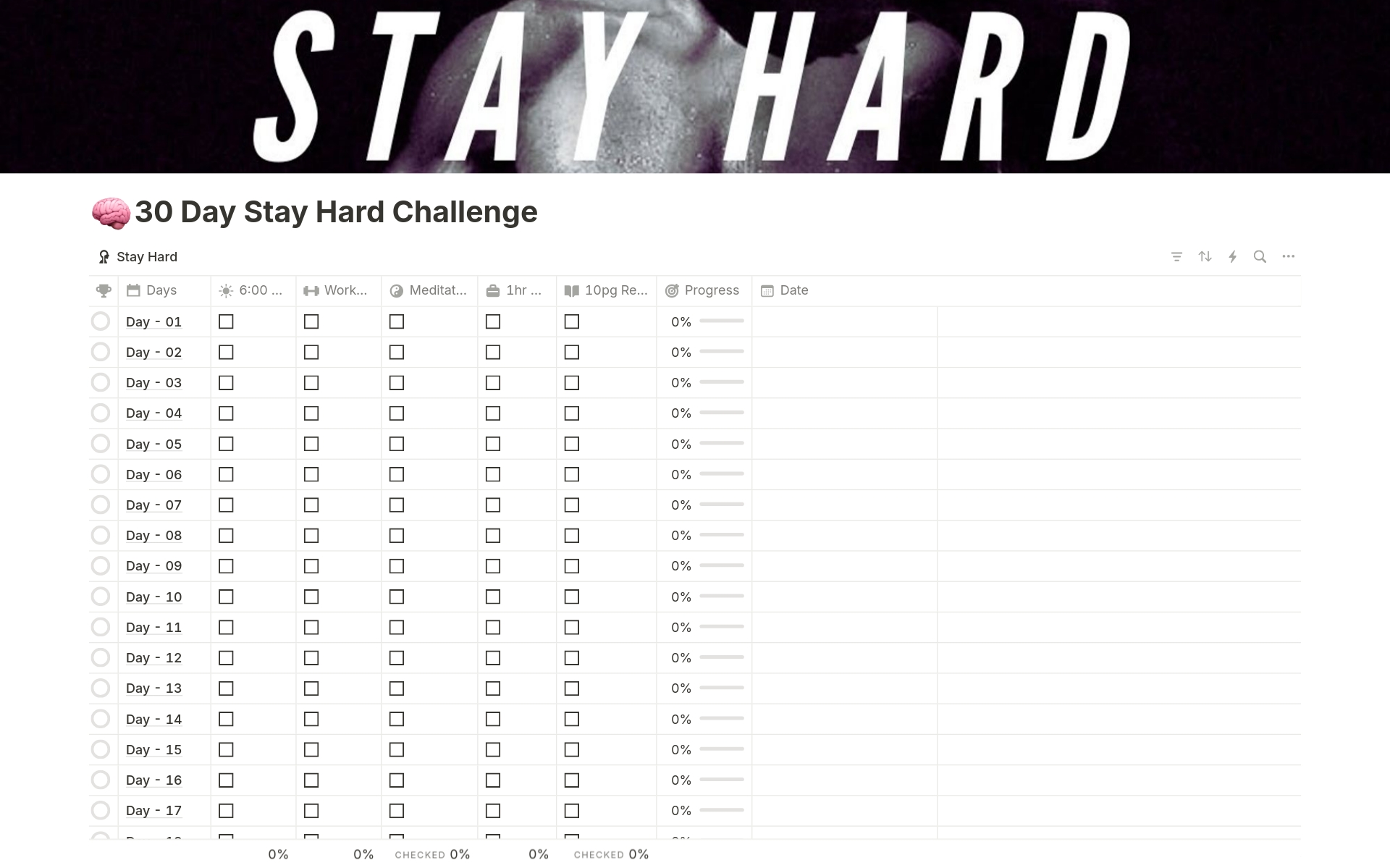A template preview for 30 Day Stay Hard 