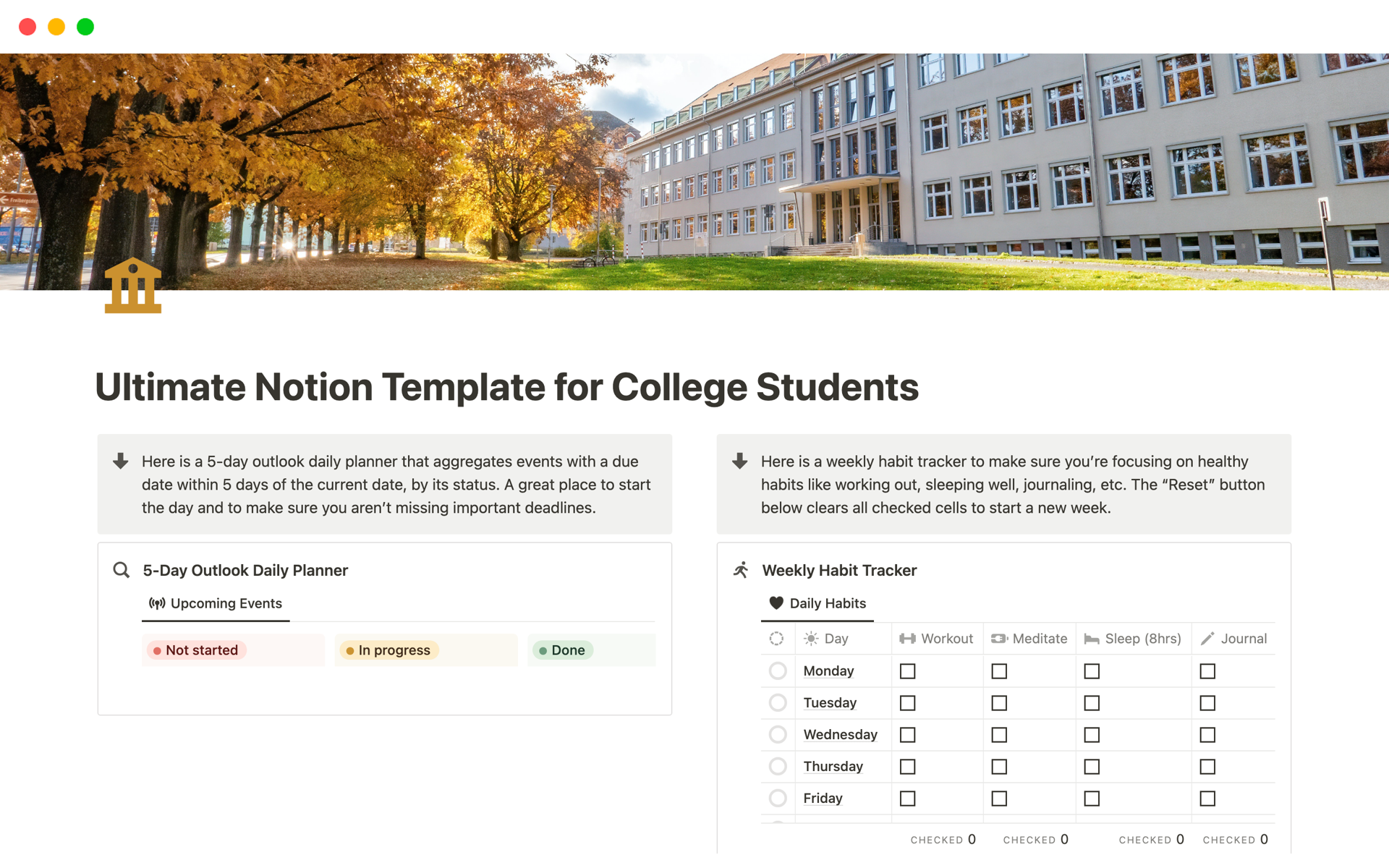 A template preview for Ultimate Template for Students