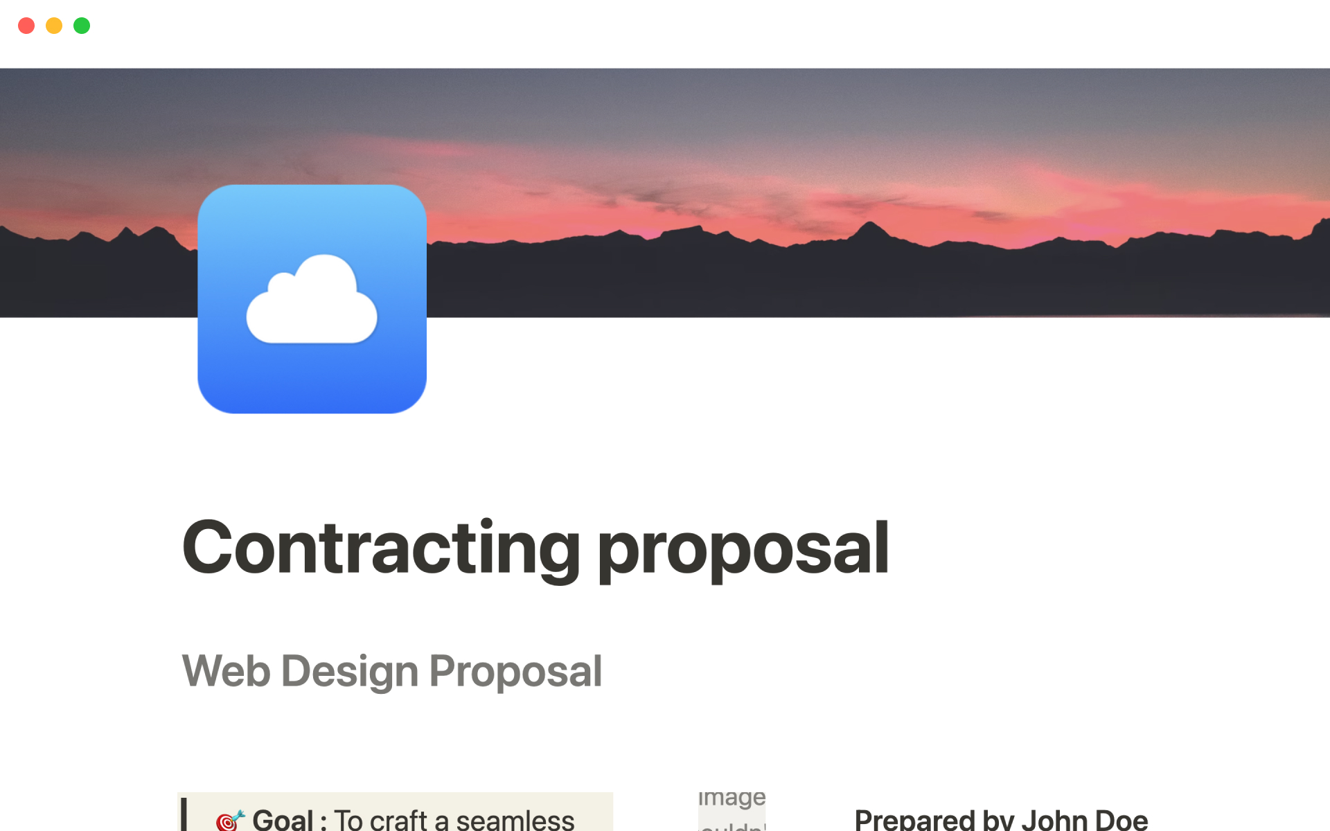 Contracting proposalのテンプレートのプレビュー