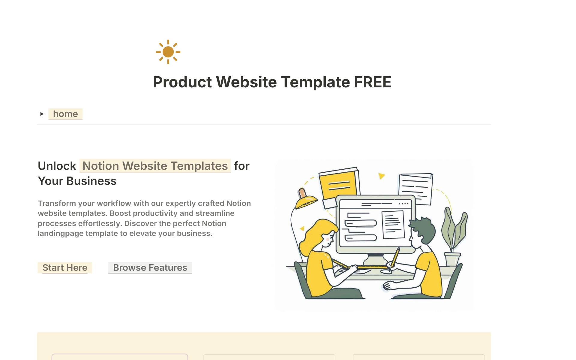 A template preview for Product Website