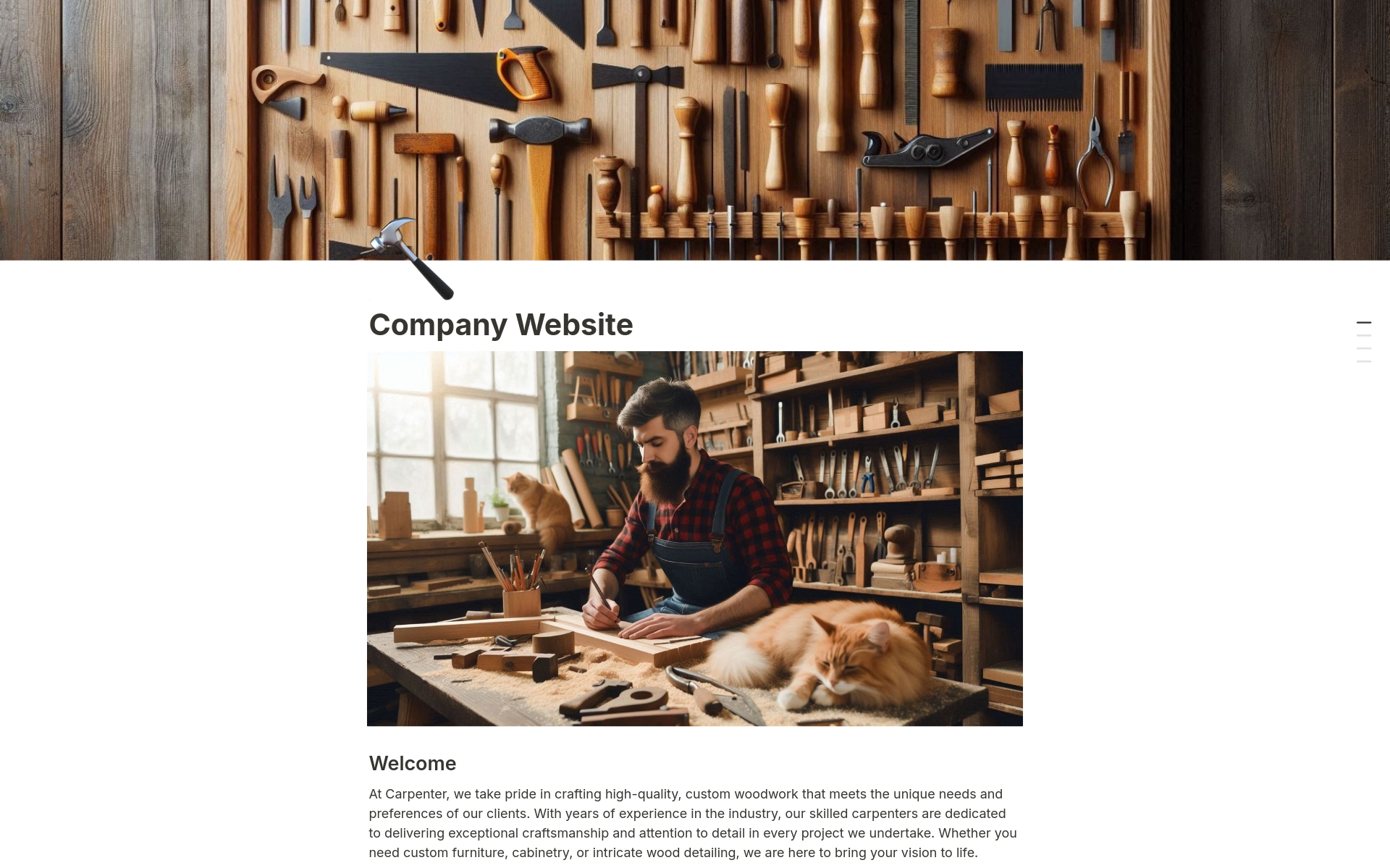 A template preview for Company website