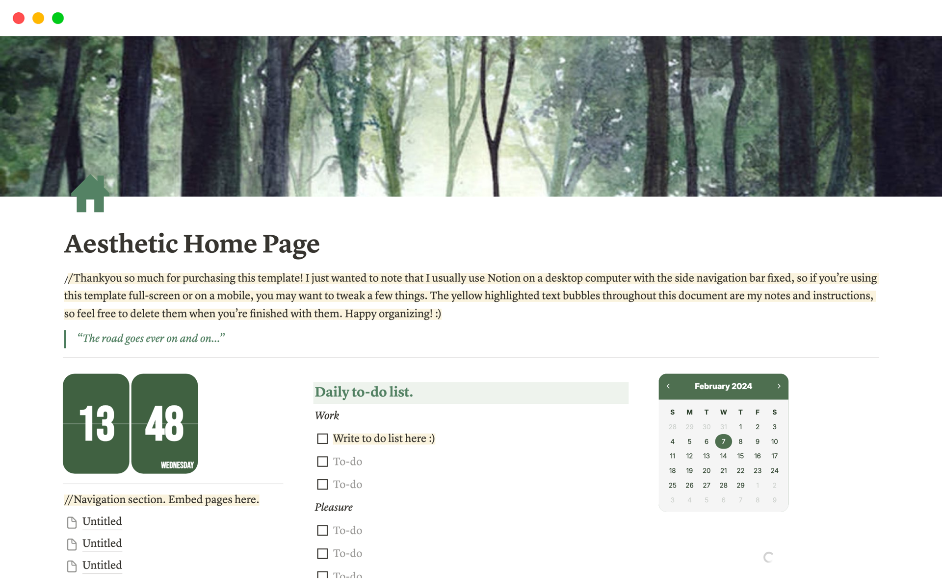 Vista previa de una plantilla para Aesthetic Home Page
