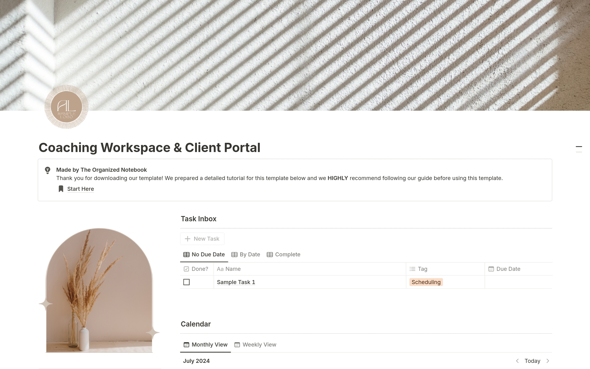 Our Coaching Client Portal & Workspace provides an all-in-one solution for your coaching business. It helps manage all aspects of your clients, track coaching schedules, create tasks, take notes, and store resources. 